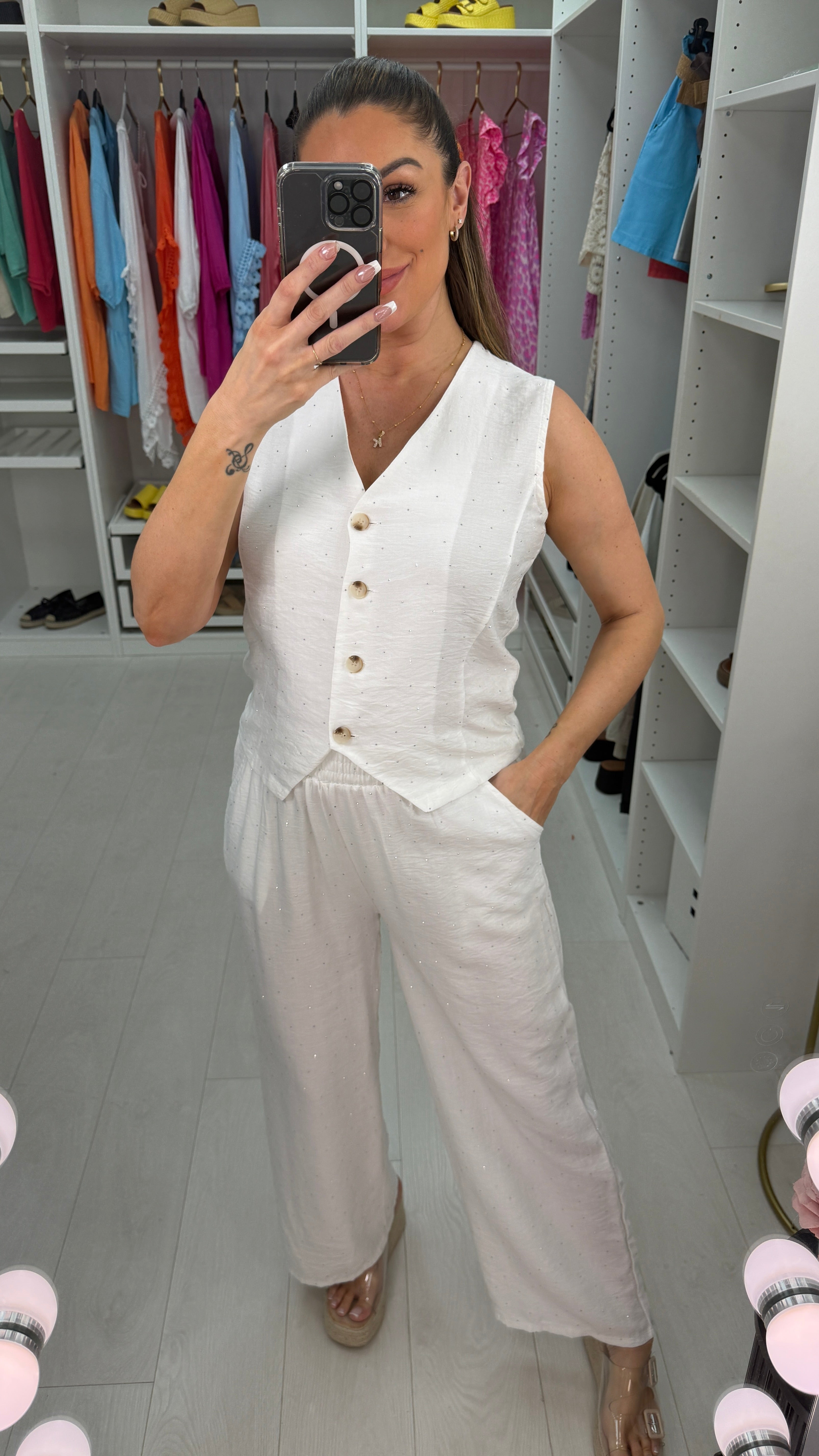 Doris Plain Embellished Waistcoat Co-Ord Set
