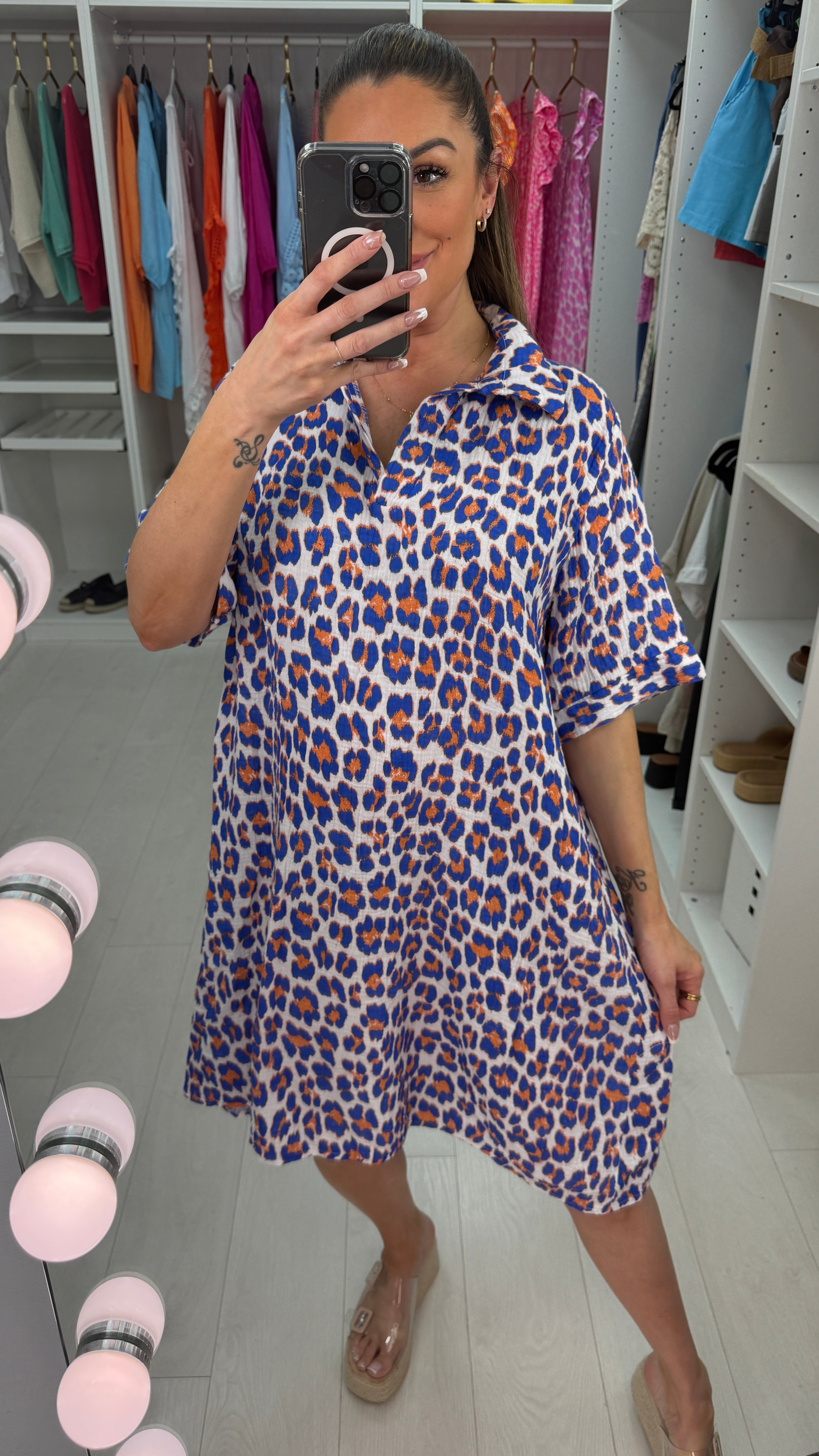 Mallory Leopard Print Cheesecloth Midi Dress