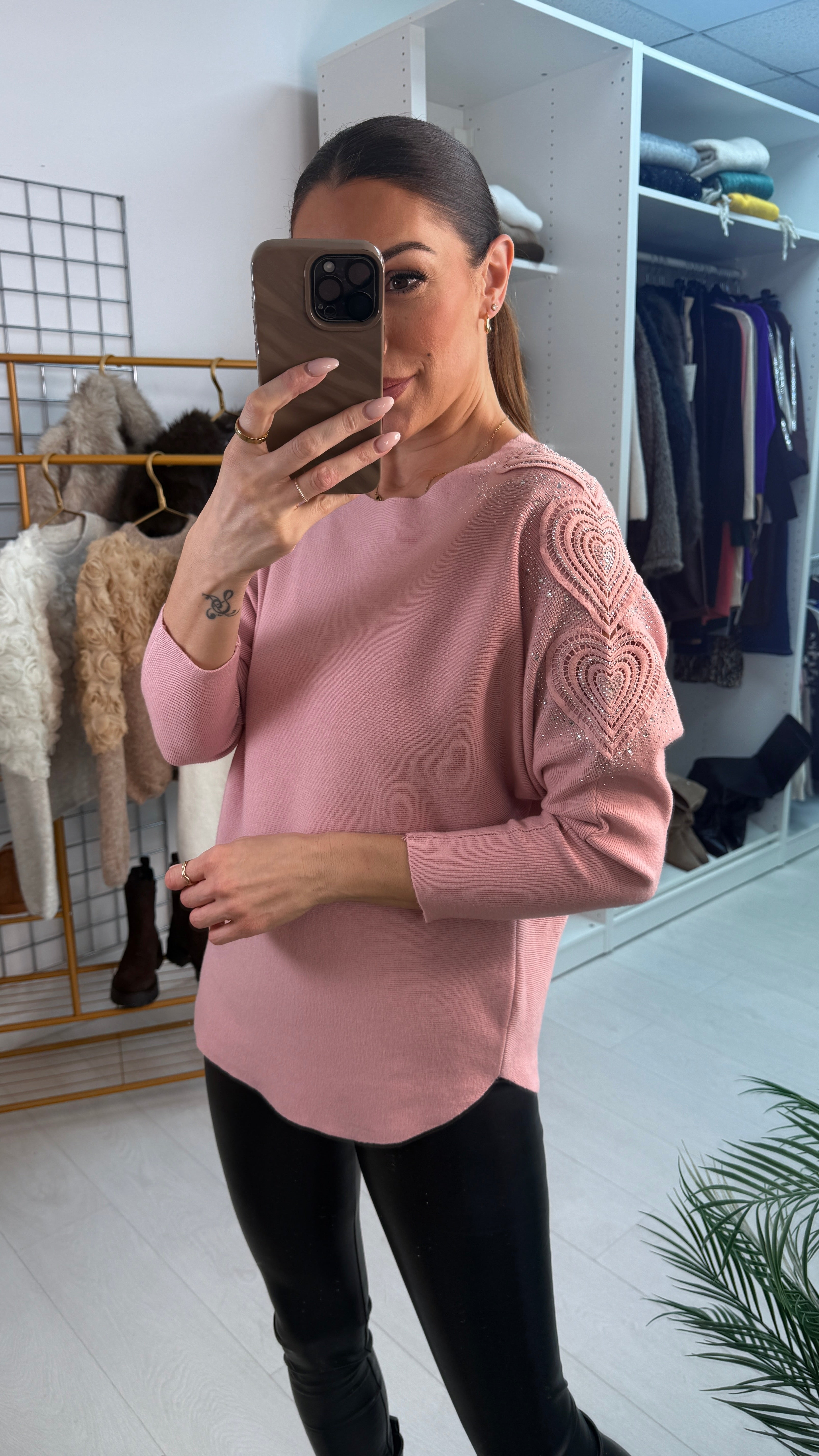 Hollis Embellished Sleeve Ribbed Knit Jumper