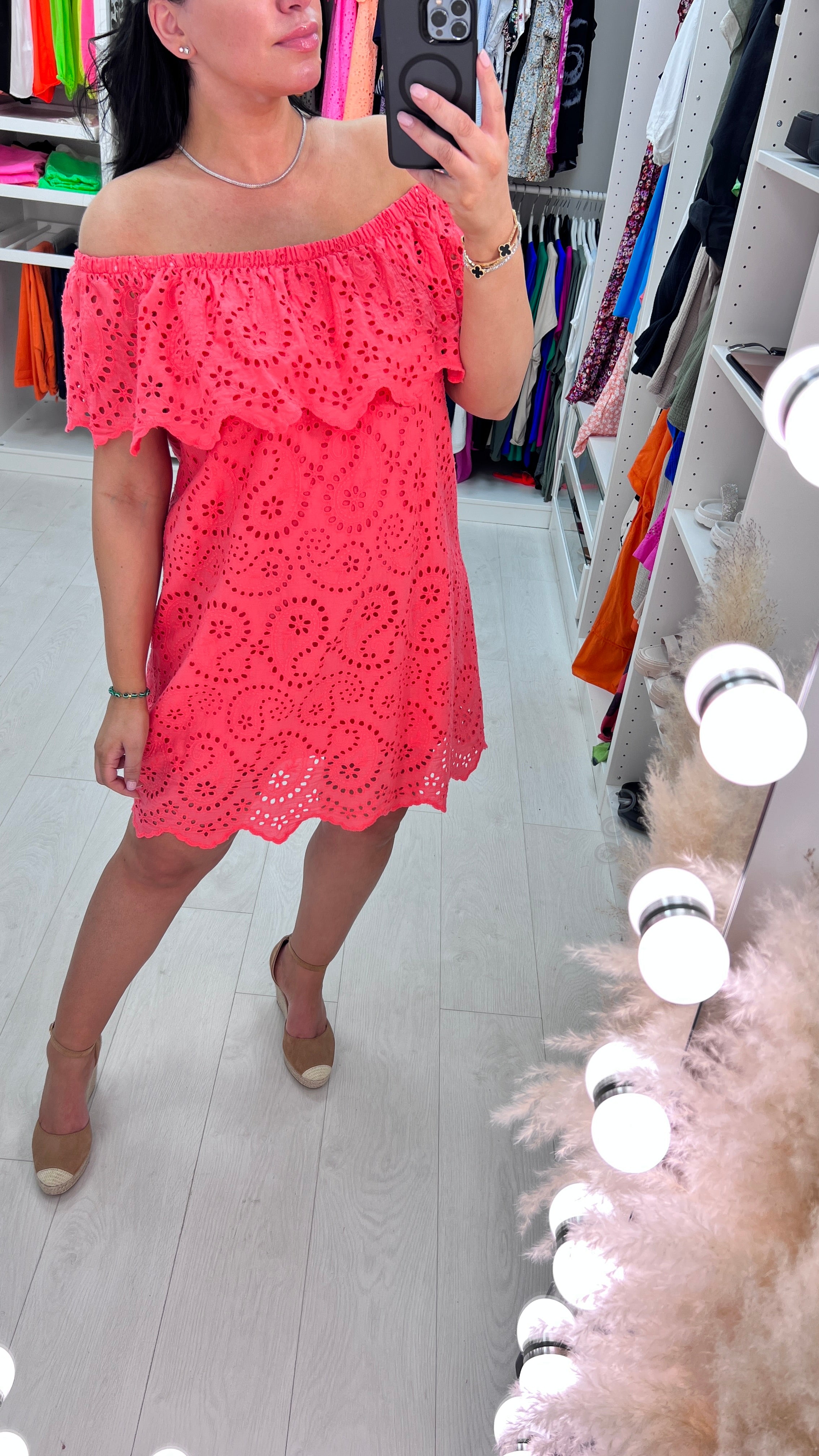 Carmen Broderie Anglaise Bardot Frill Dress