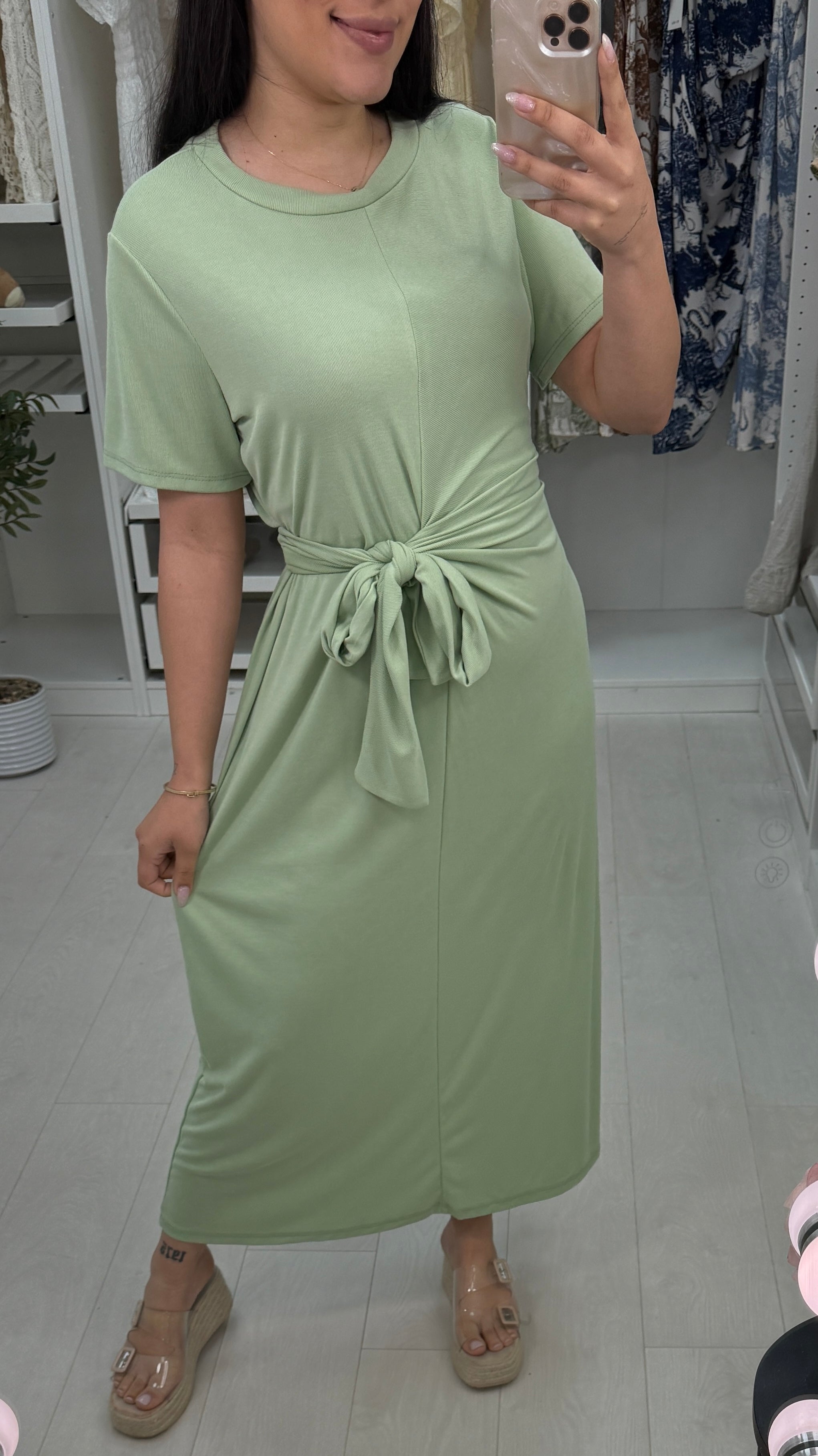 Pia Plain Tie Front Midi Dress