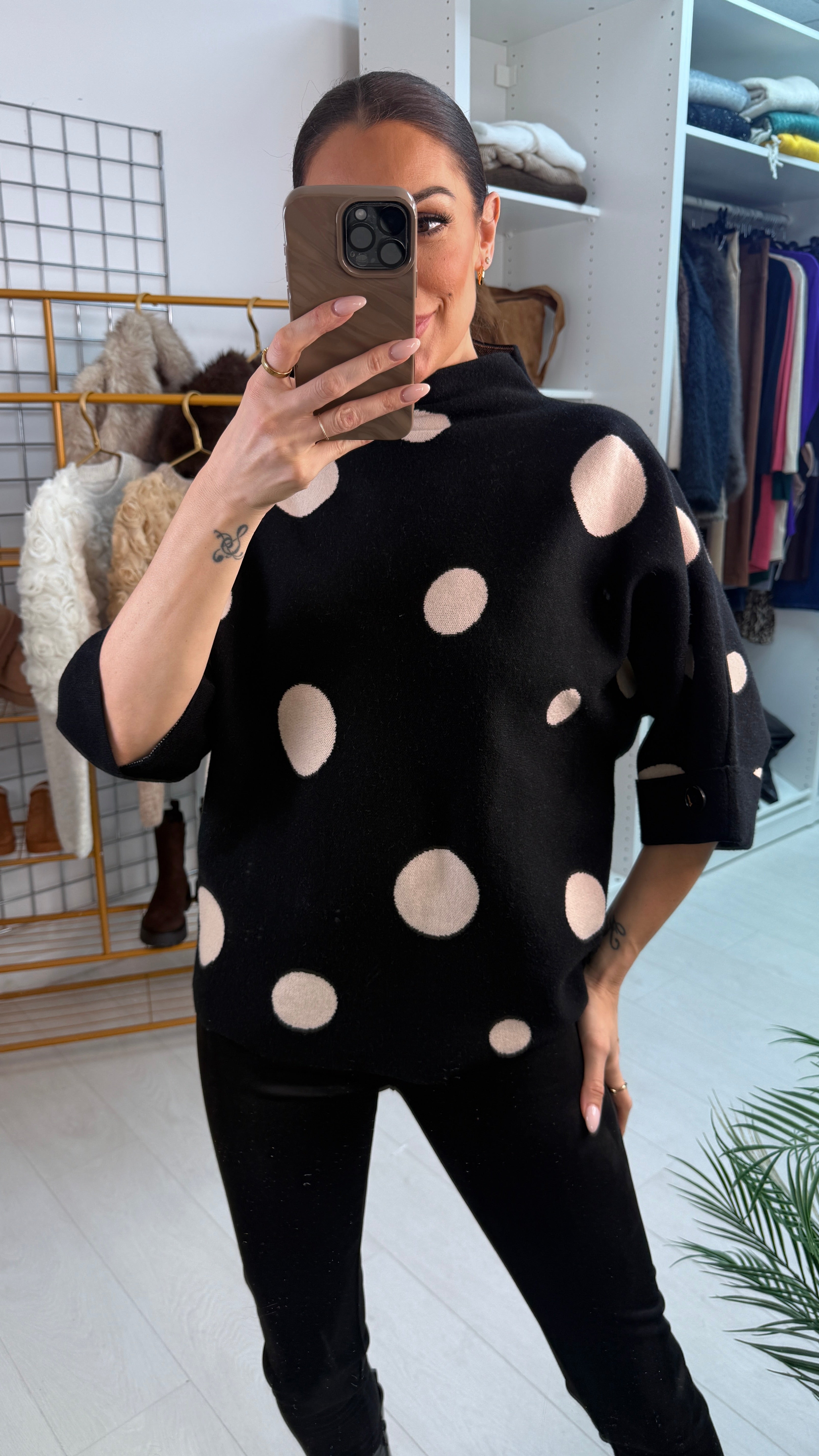 Cerrie Polka Dot 3/4 Sleeve Jumper
