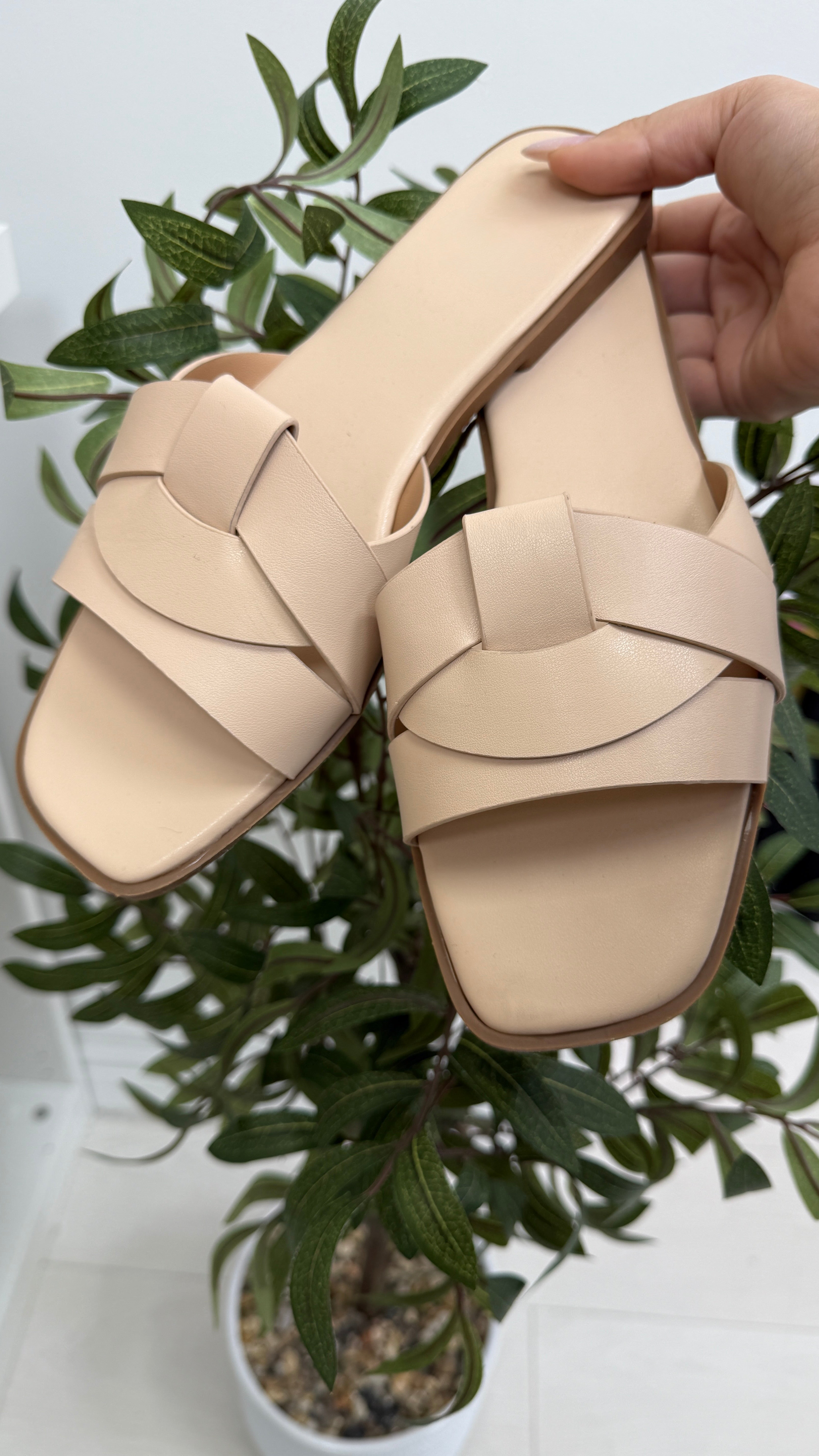 Shelby Plain Faux Leather Flat Sliders