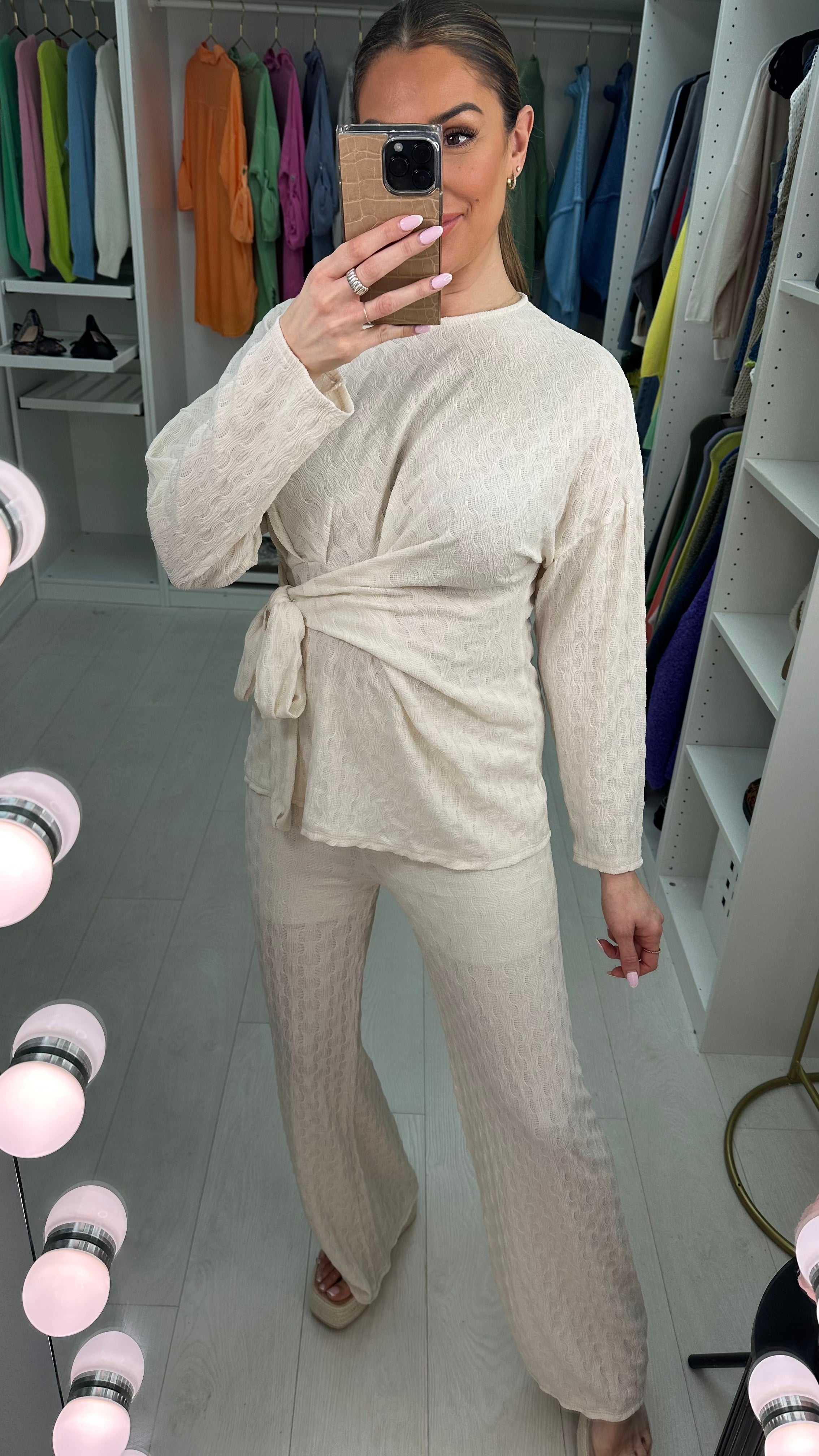 Lindie Textured Tie Front Co-Ord Set