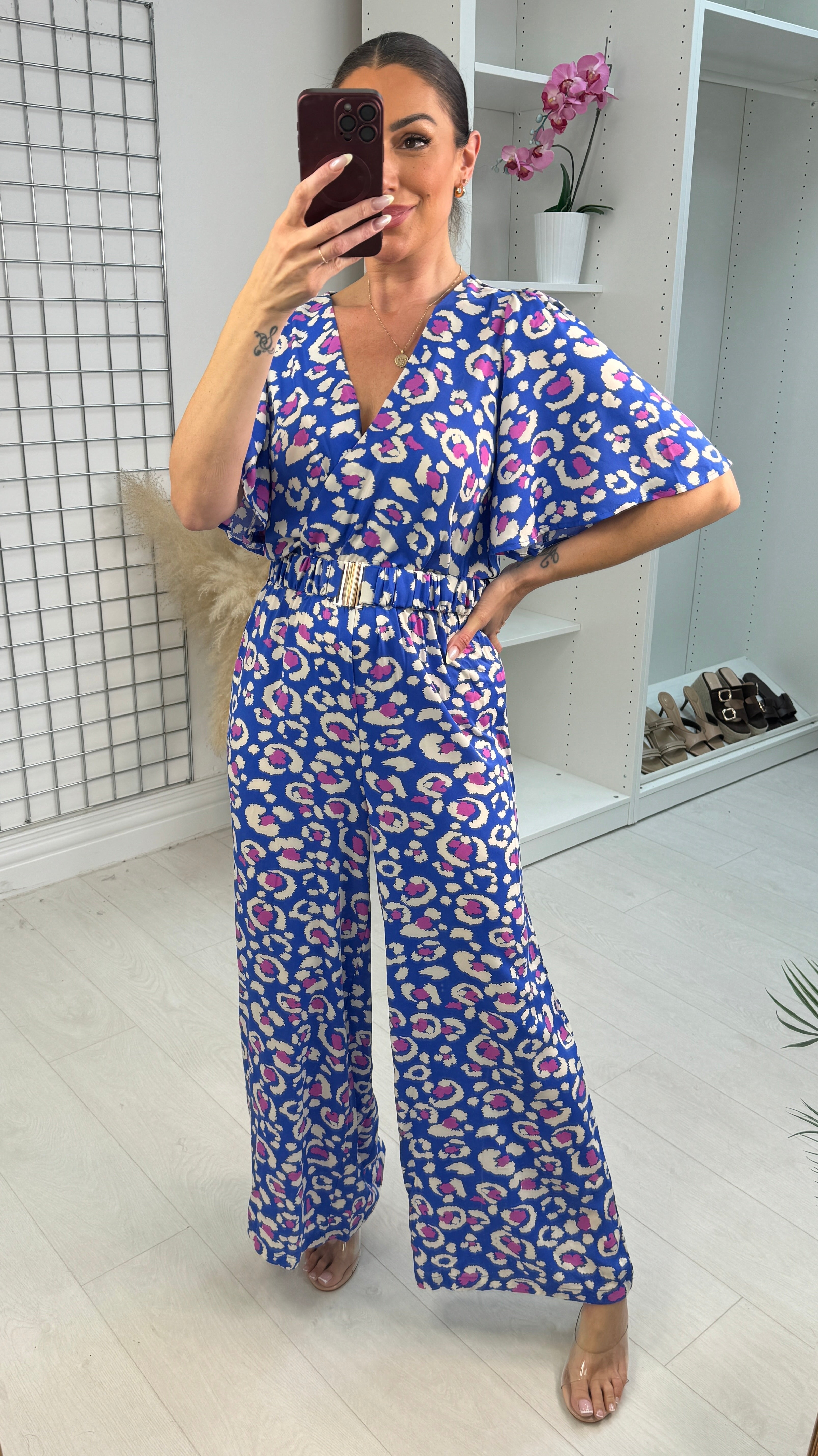 Eden Leopard Print V Neck Jumpsuit