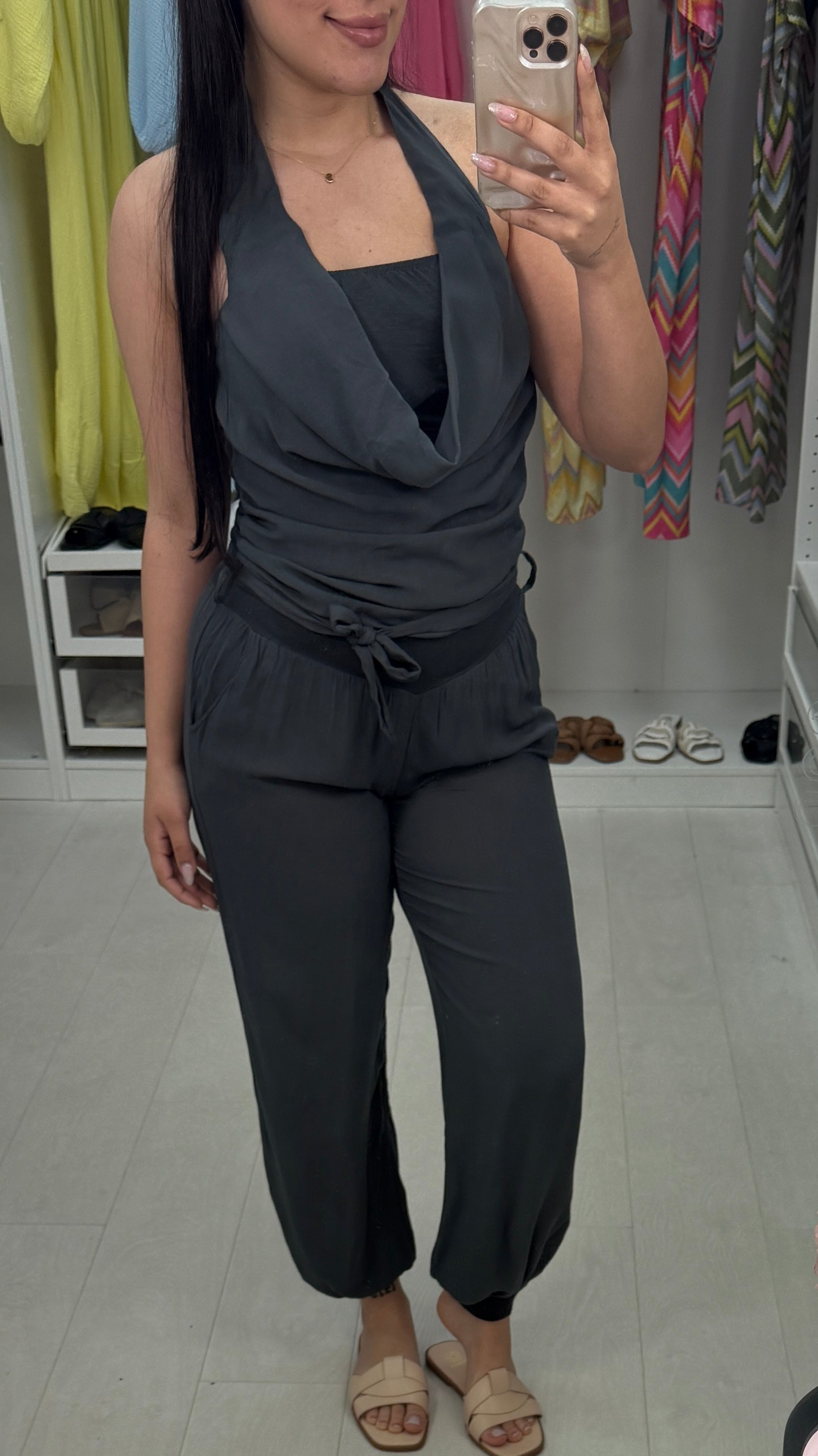 Kaitlyn Plain Halter Neck Jumpsuit