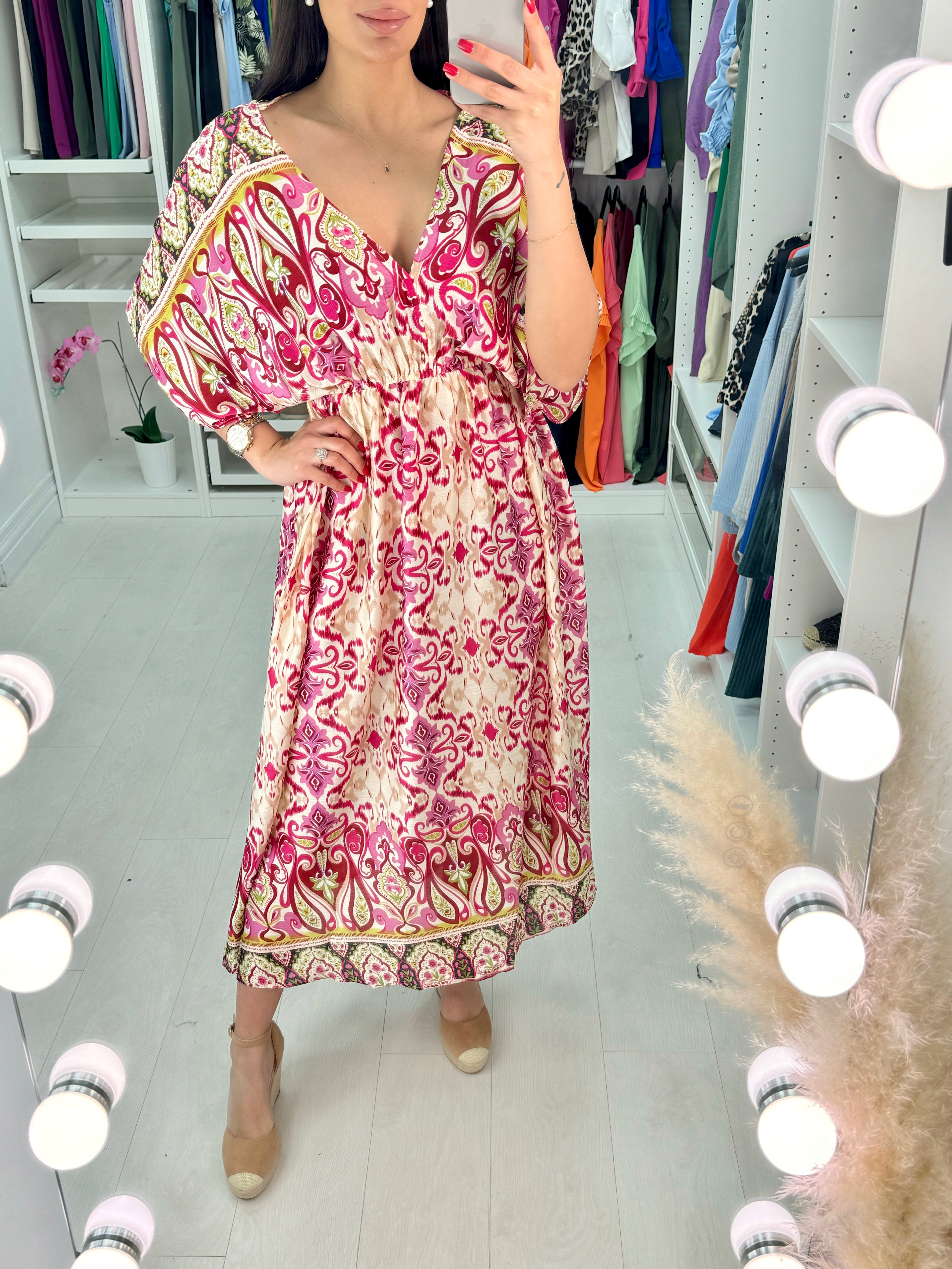 Clare Abstract Print Drop Shoulder Maxi Dress