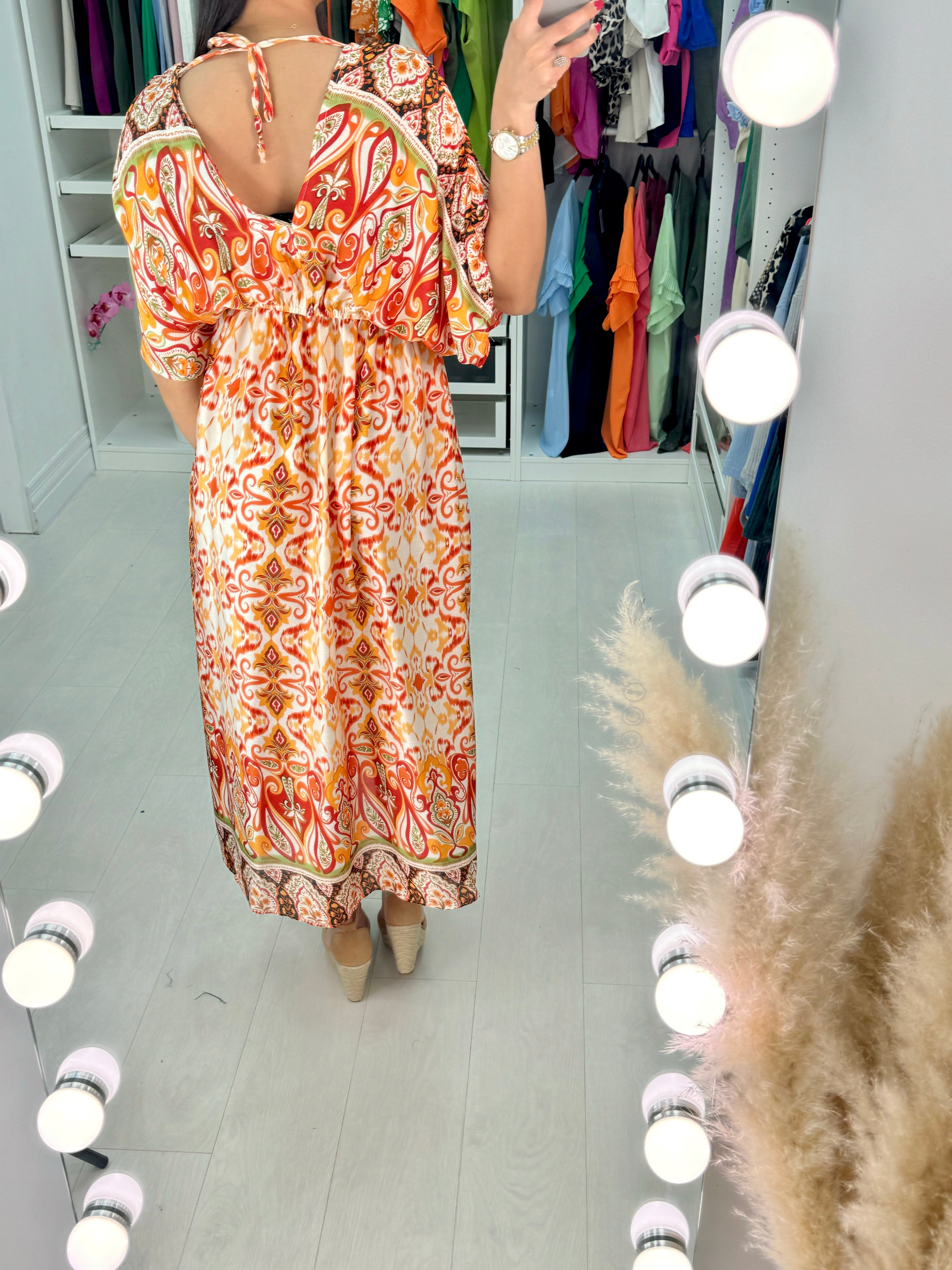 Clare Abstract Print Drop Shoulder Maxi Dress