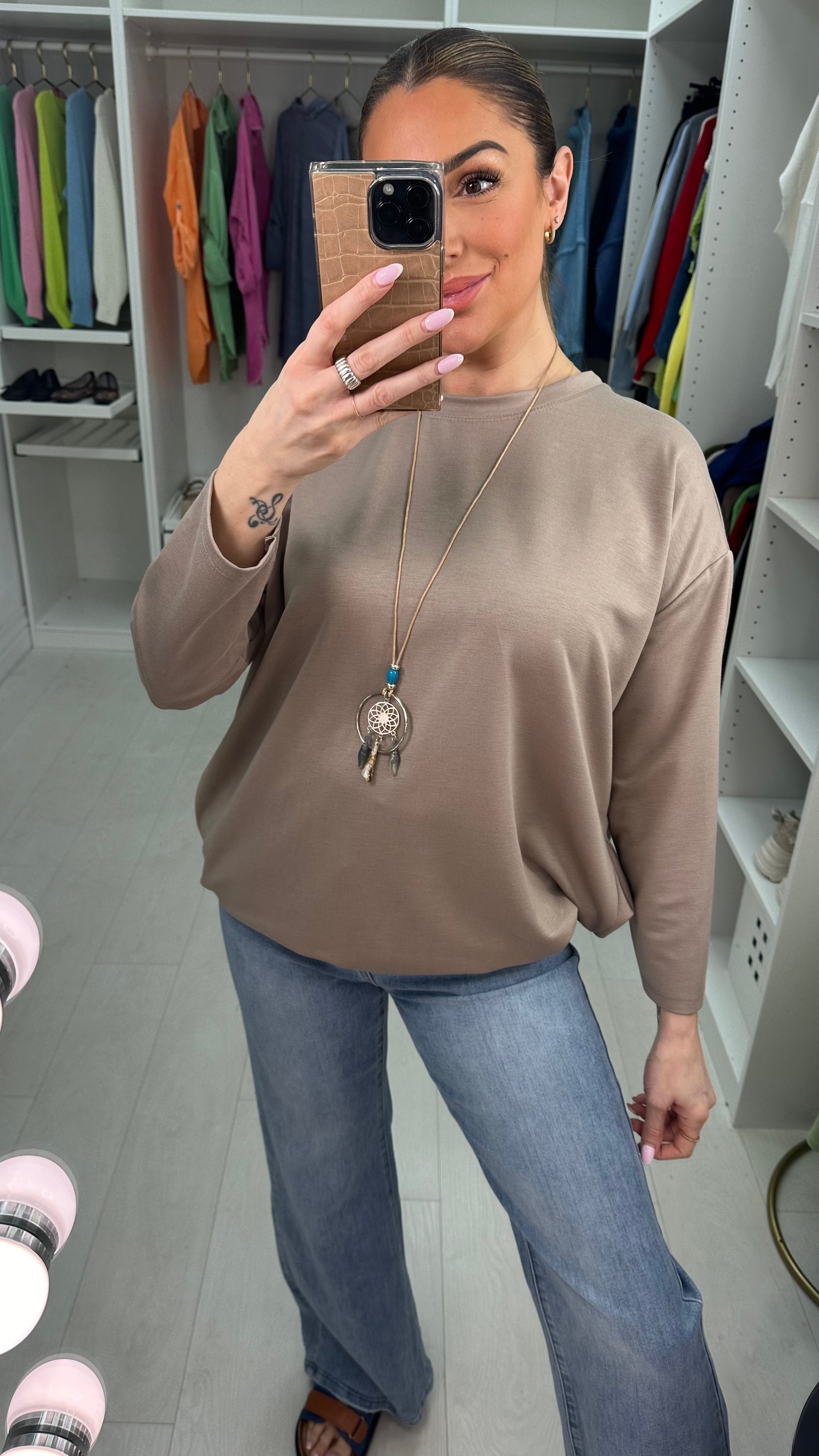 Dolores Plain Necklace Longline Top