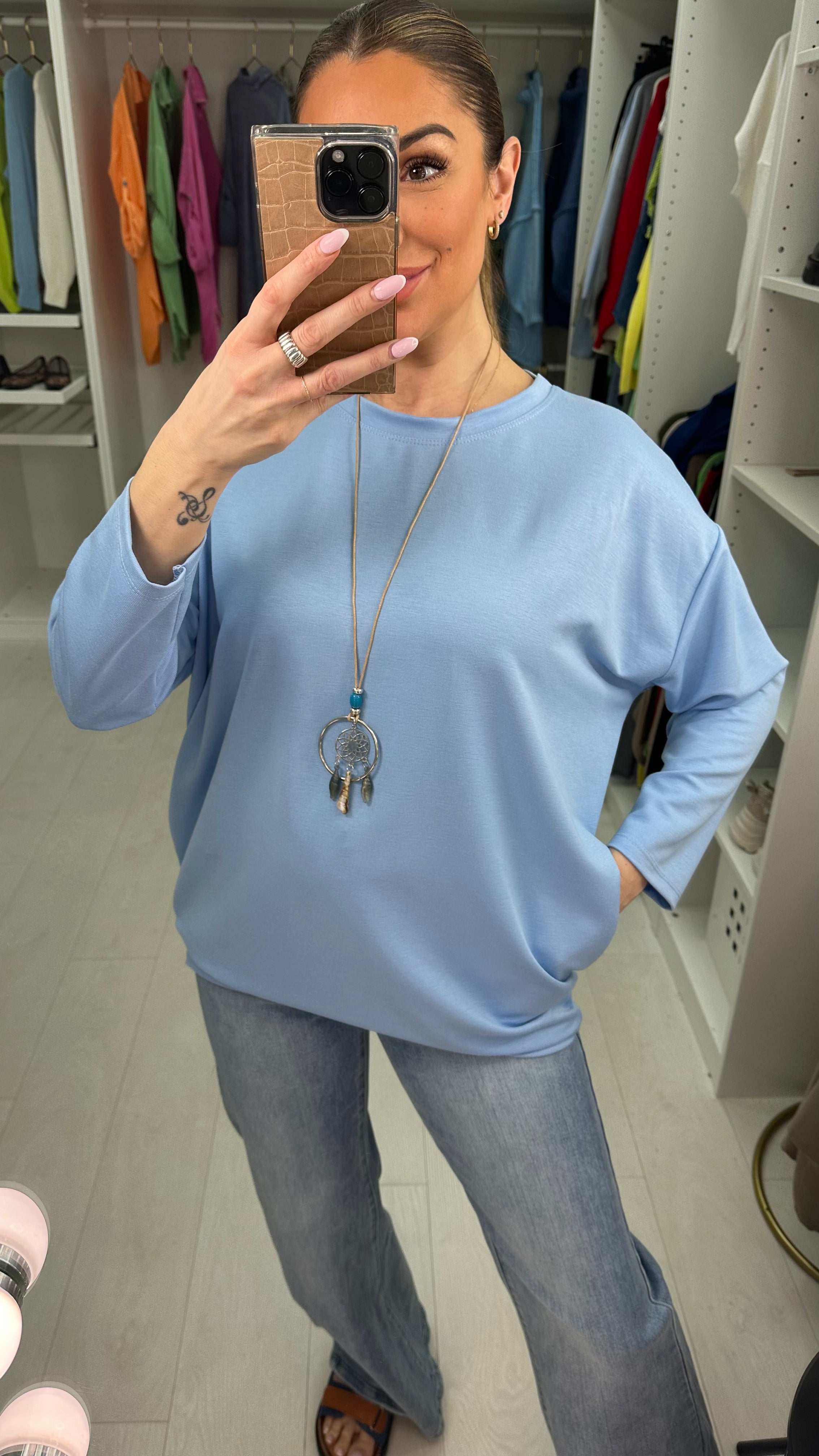 Dolores Plain Necklace Longline Top