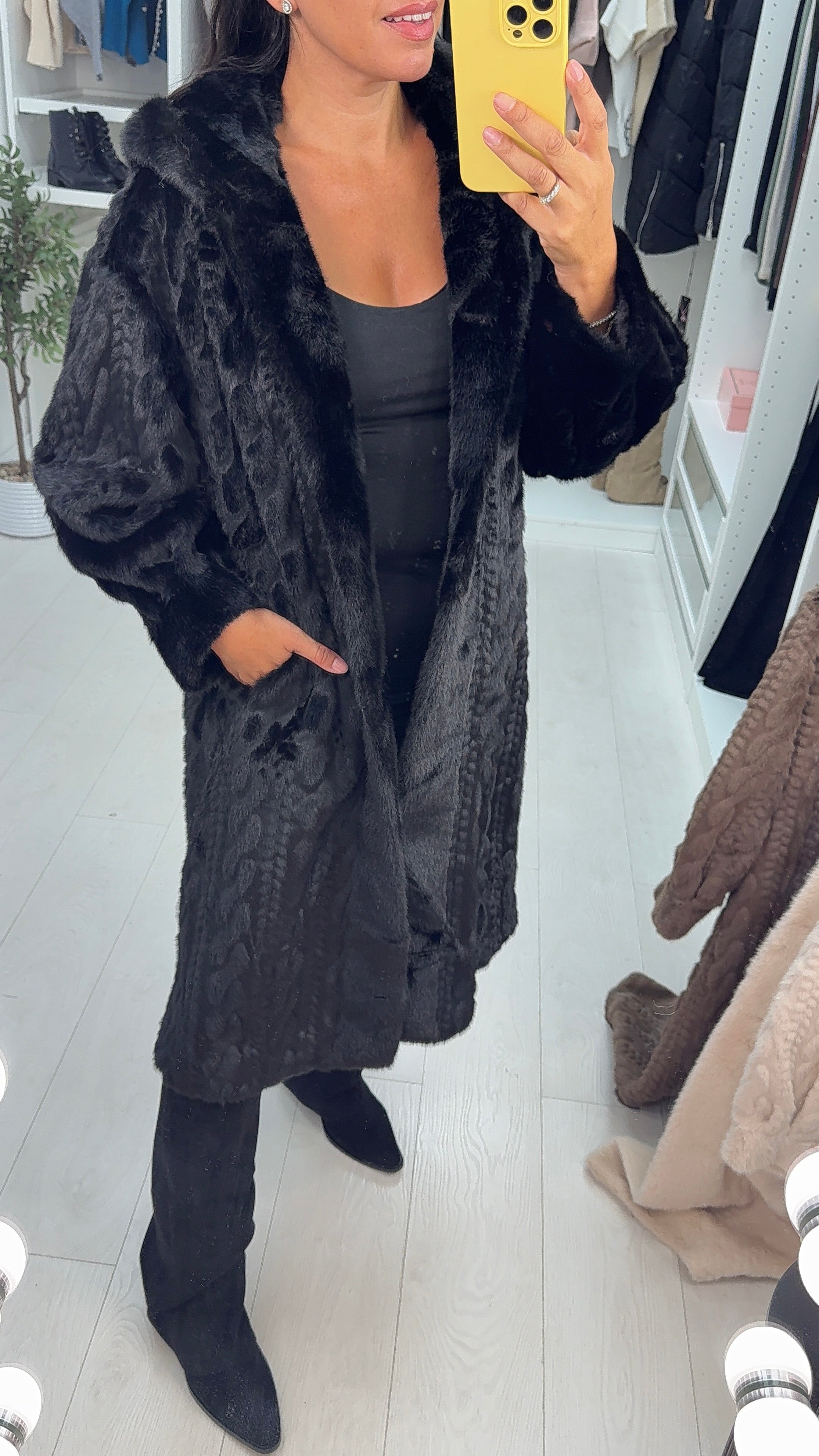 Nerisse Faux Fur Hooded Coat