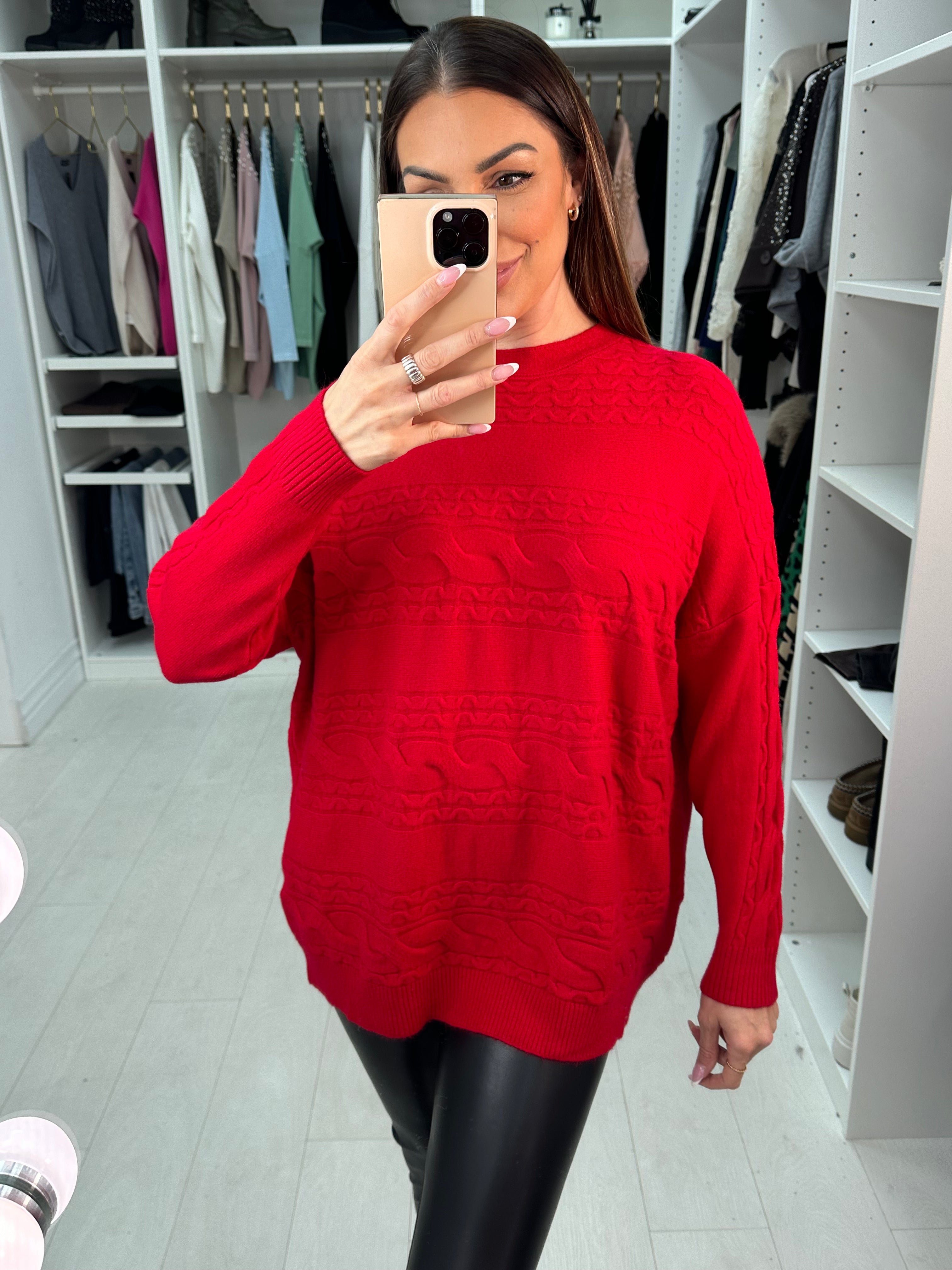 Cathleen Plain Oversized Cable Knit Jumper