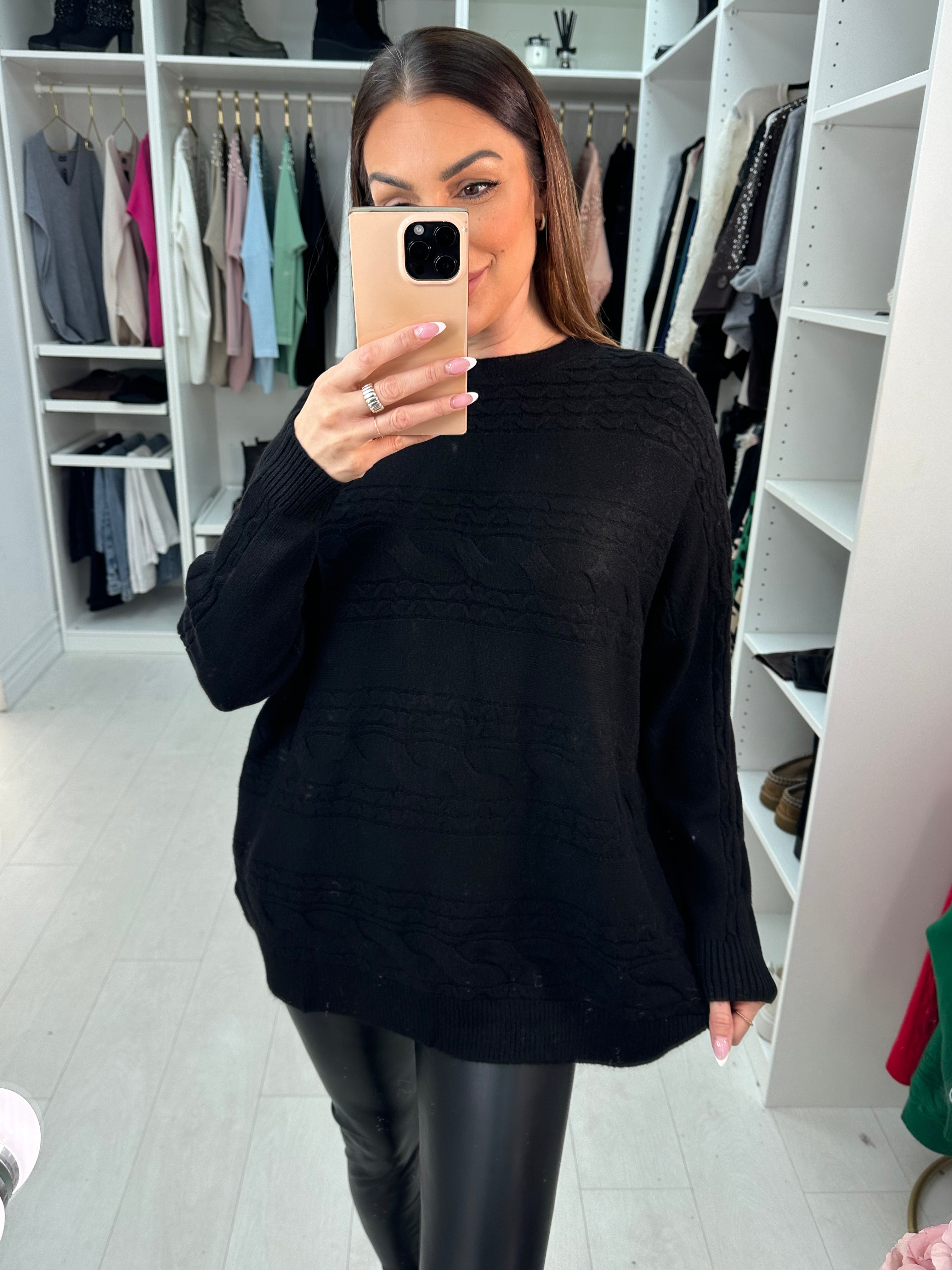 Cathleen Plain Oversized Cable Knit Jumper