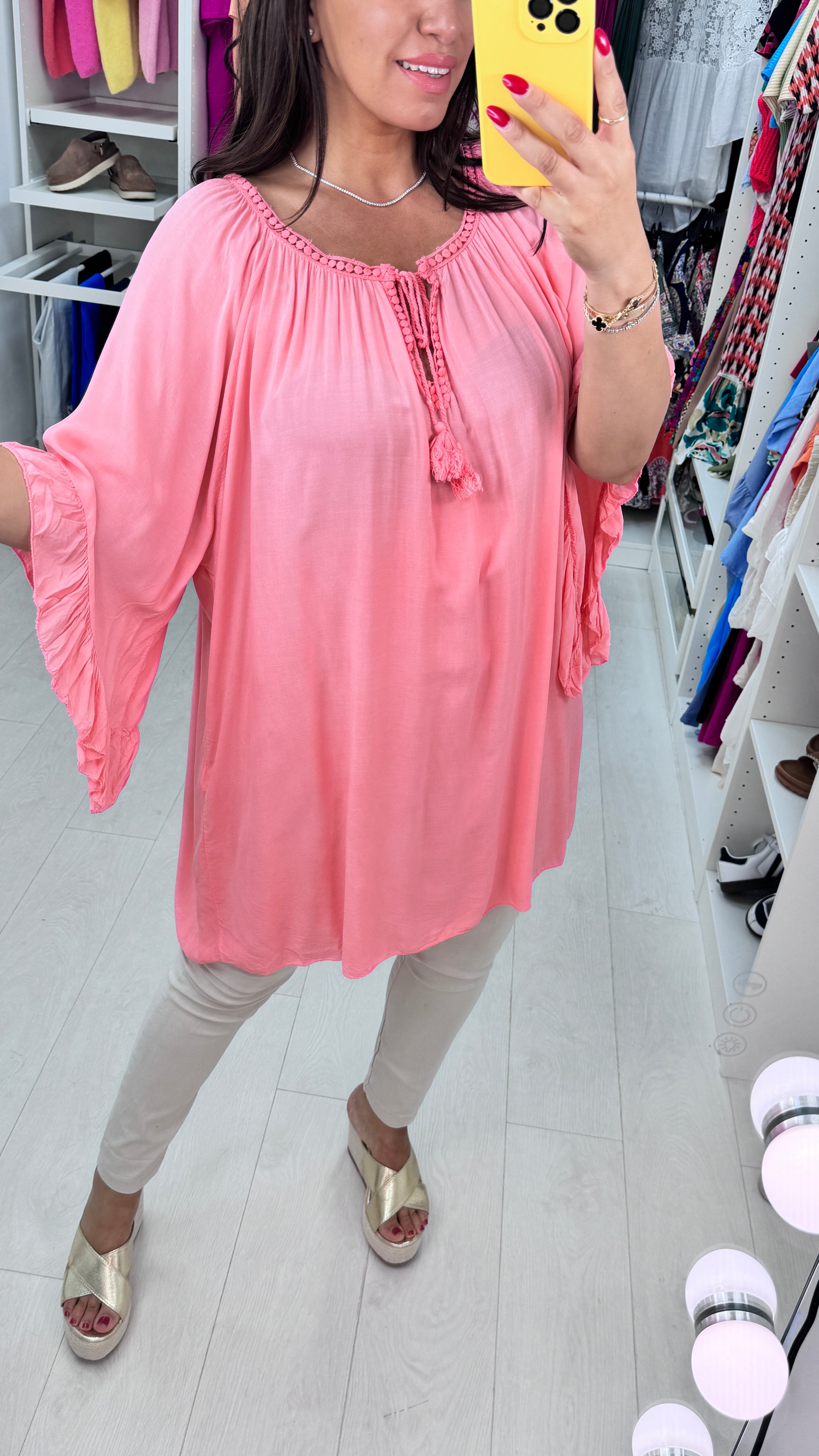 Valeria Crochet Neck Lightweight Top