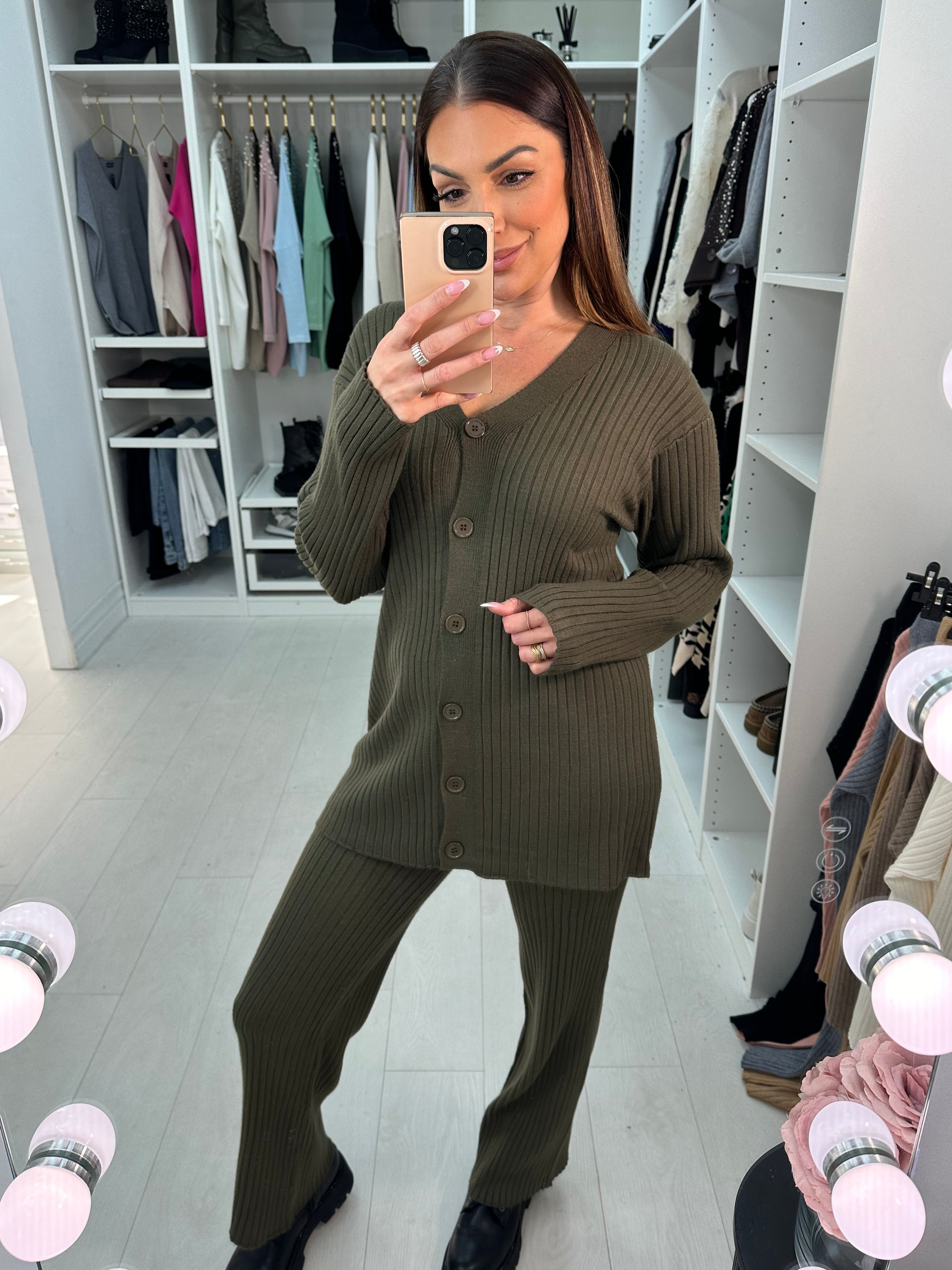 Ditah Plain Ribbed Loungewear Set