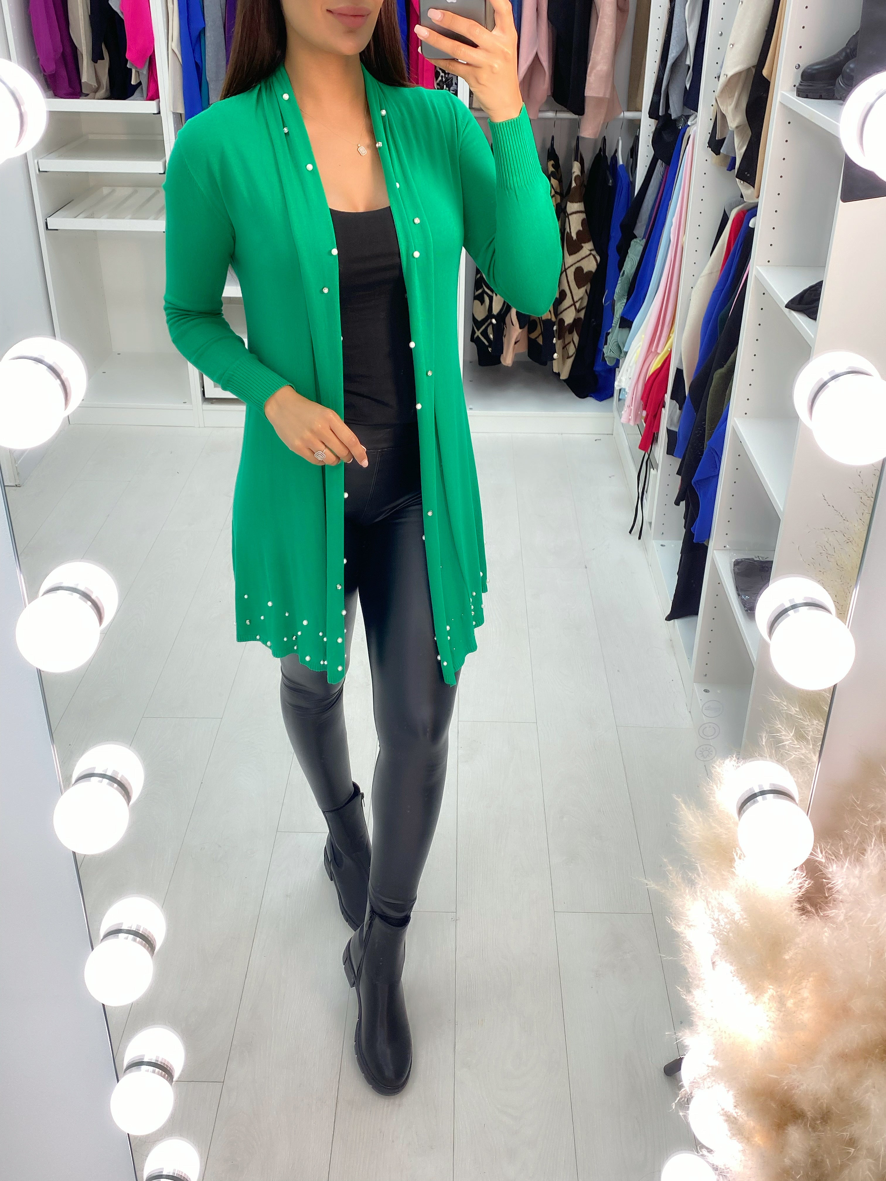 Marielle Pearl & Diamante Drape Front Cardigan