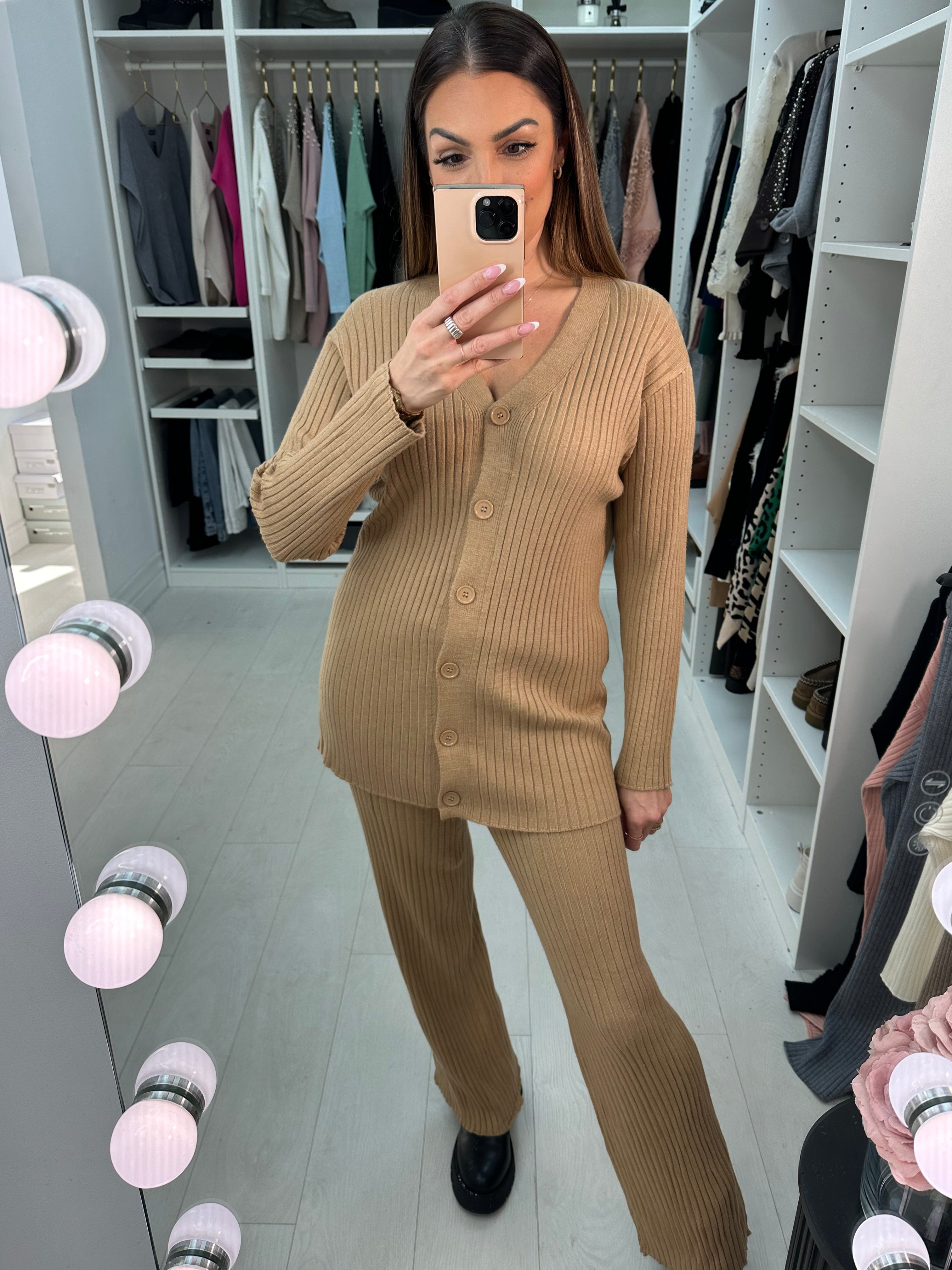 Ditah Plain Ribbed Loungewear Set