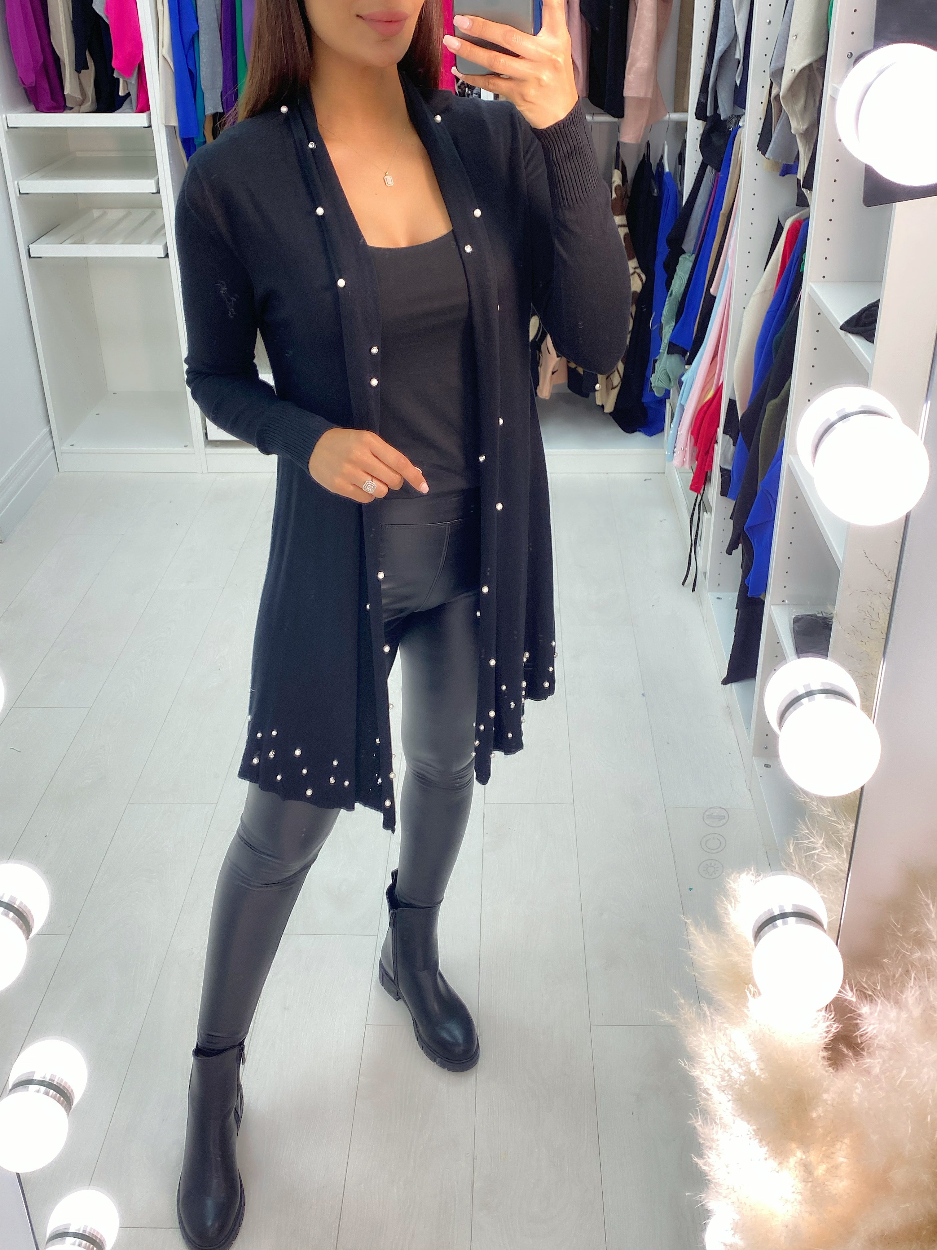 Marielle Pearl & Diamante Drape Front Cardigan