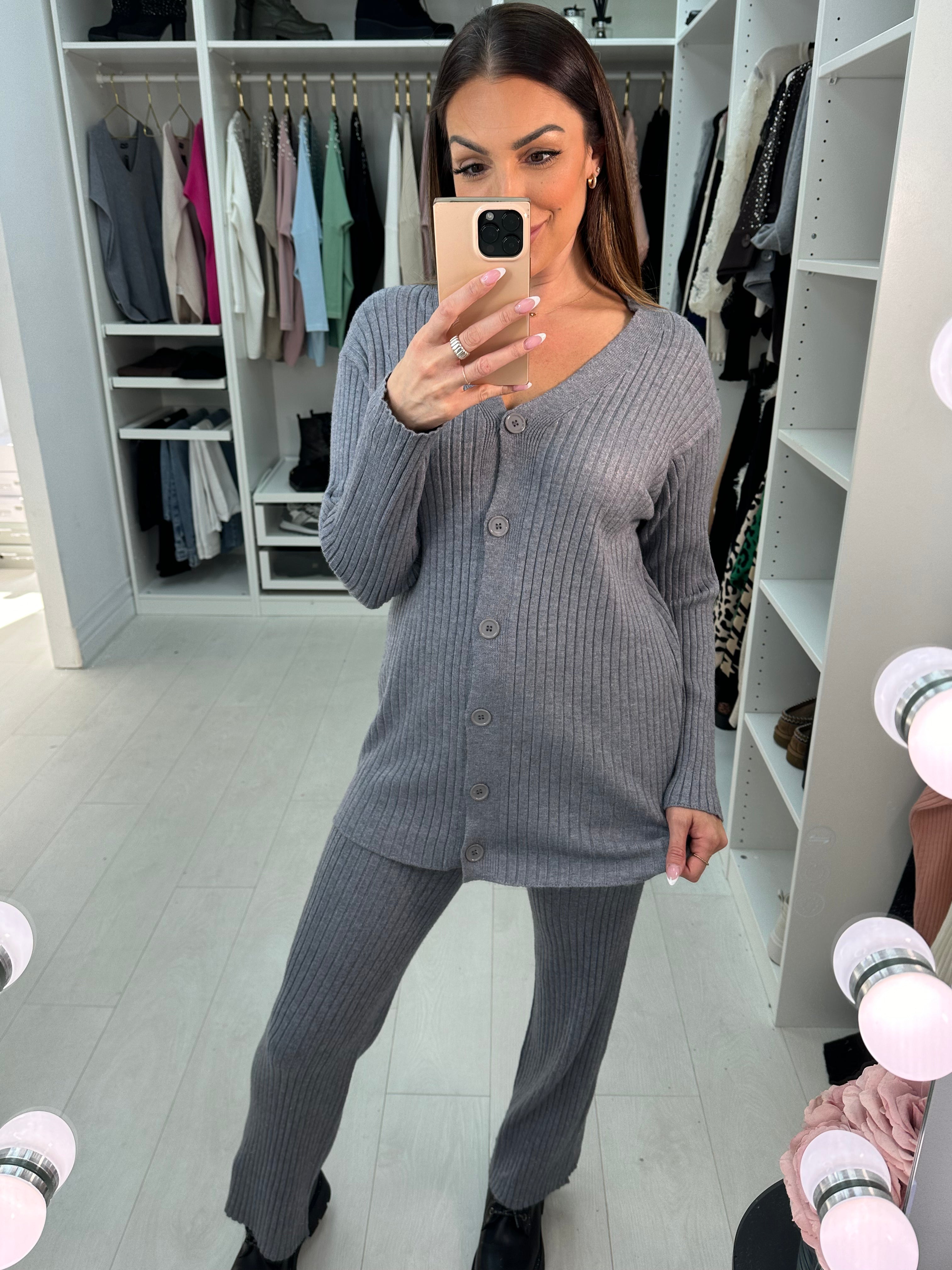 Ditah Plain Ribbed Loungewear Set