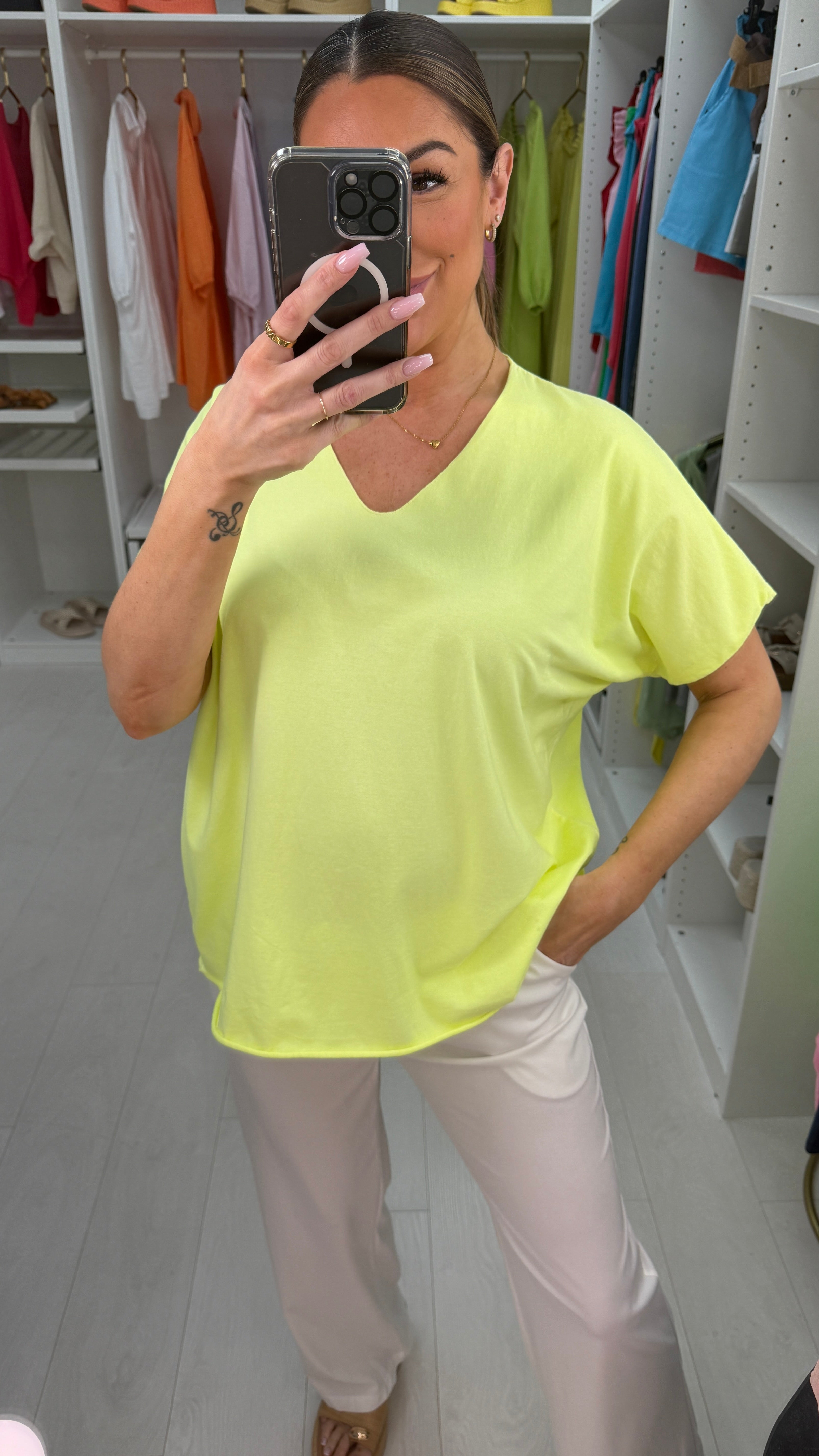 Imena Plain V Neck T-Shirt