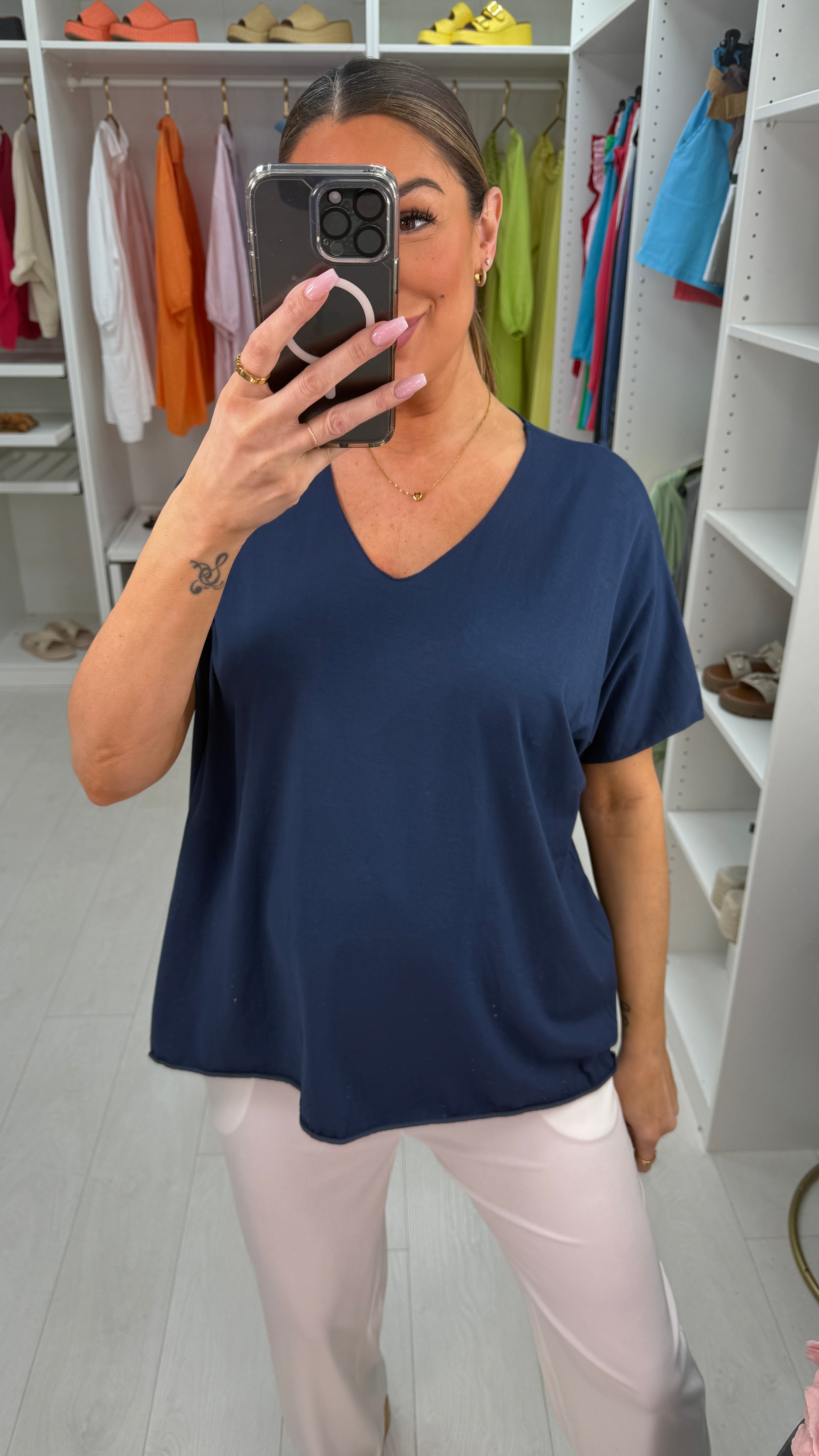 Imena Plain V Neck T-Shirt