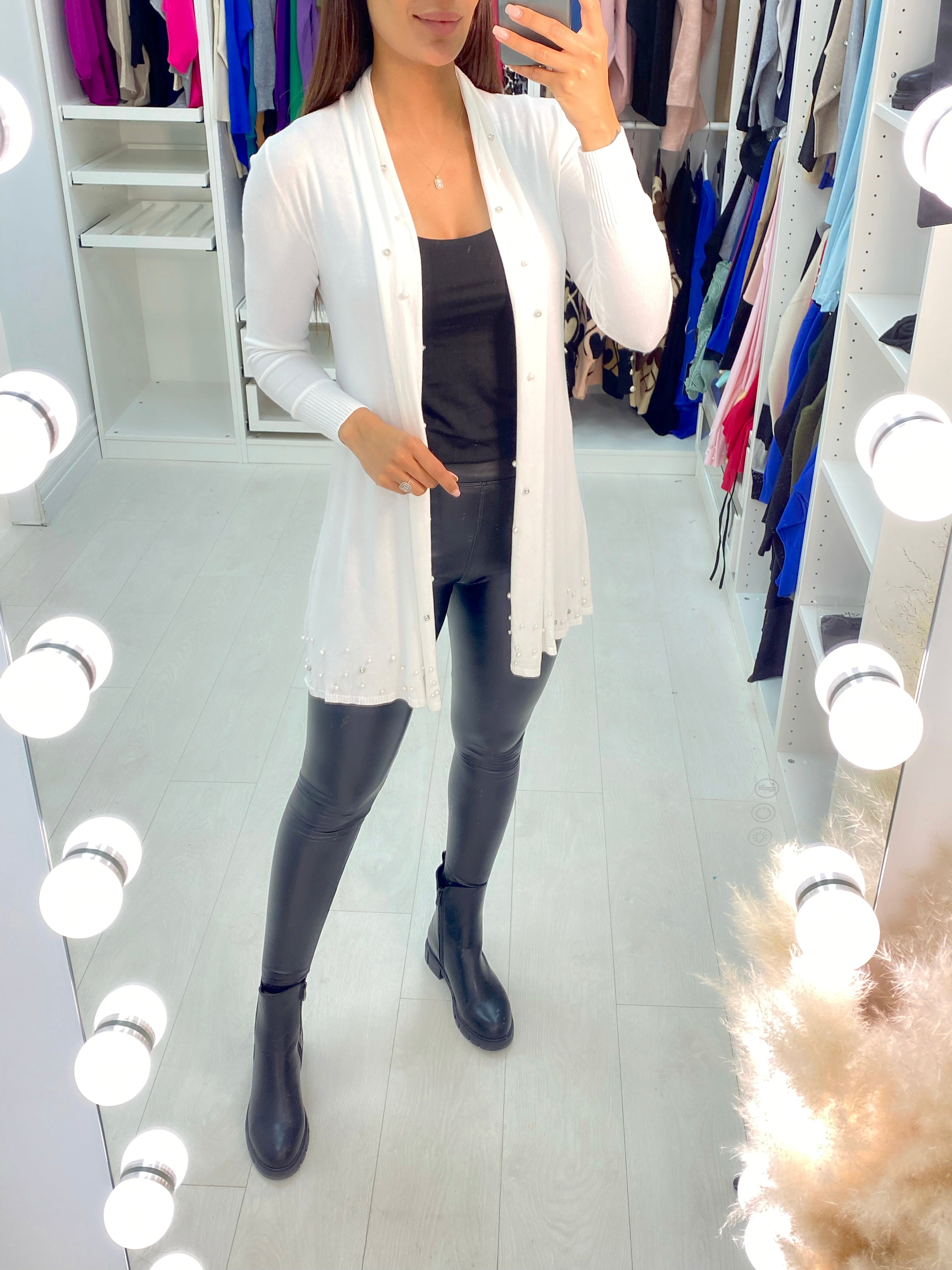 Marielle Pearl & Diamante Drape Front Cardigan