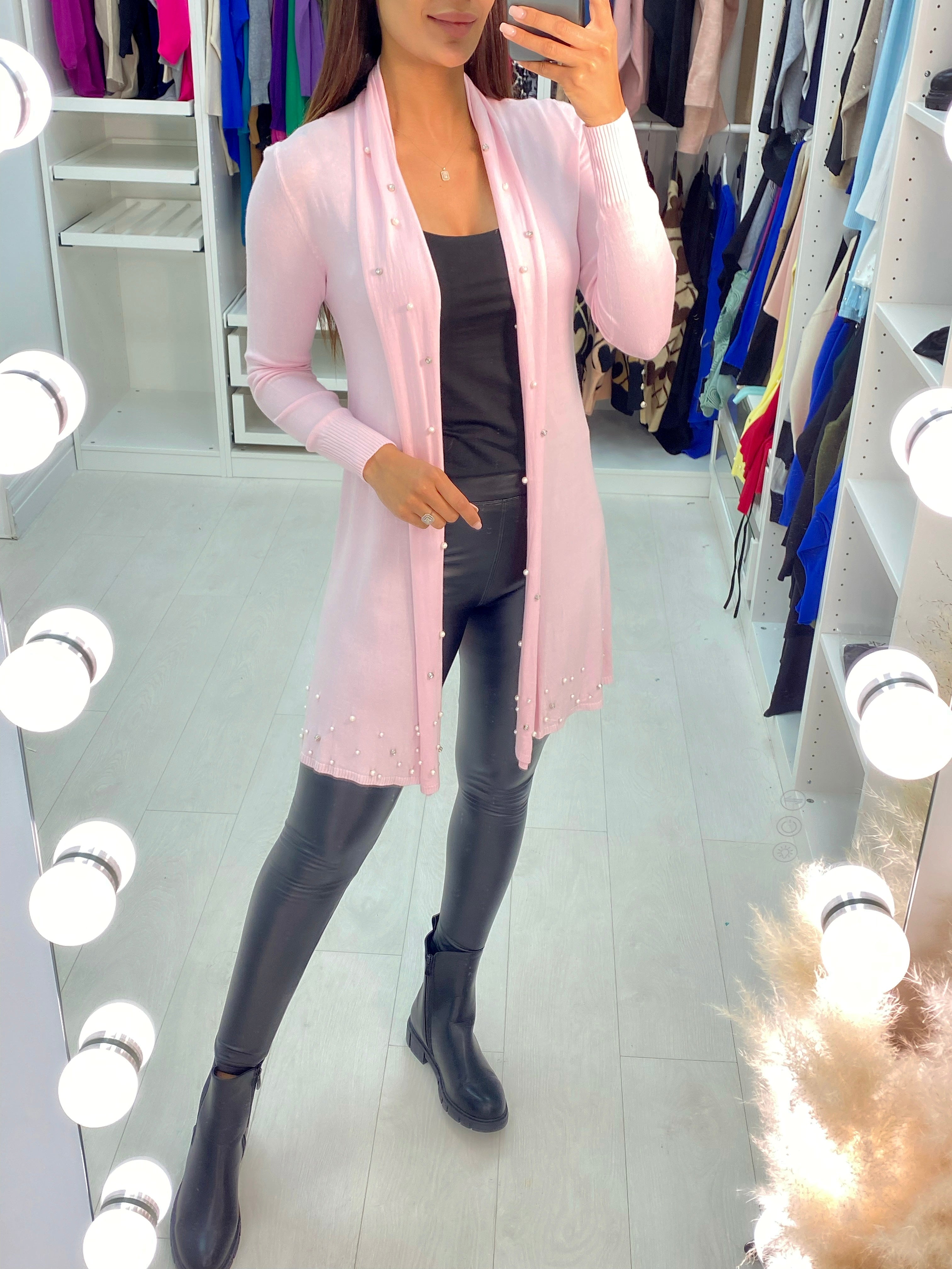 Marielle Pearl & Diamante Drape Front Cardigan