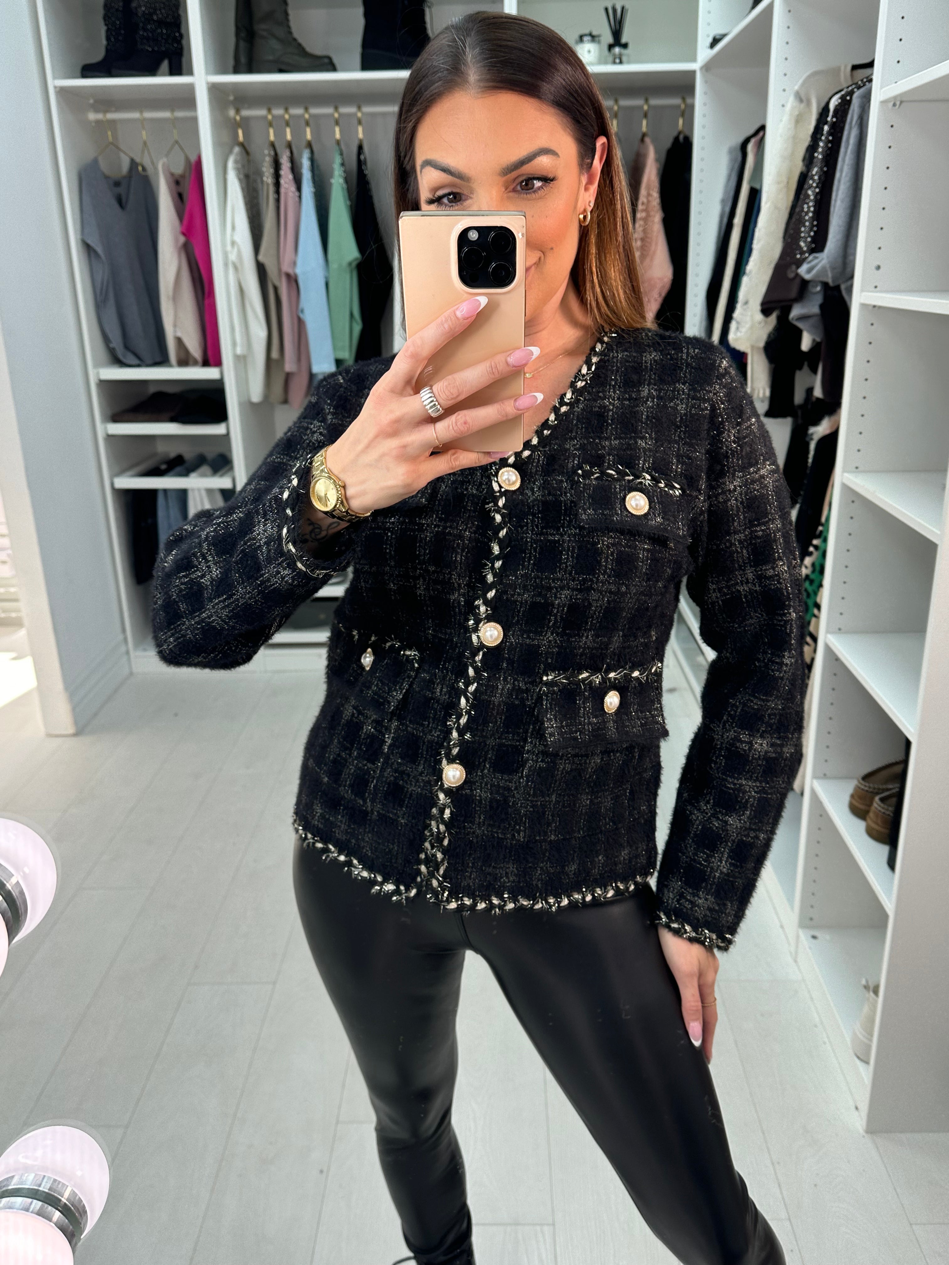 Dione Fluffy Checked Jacket