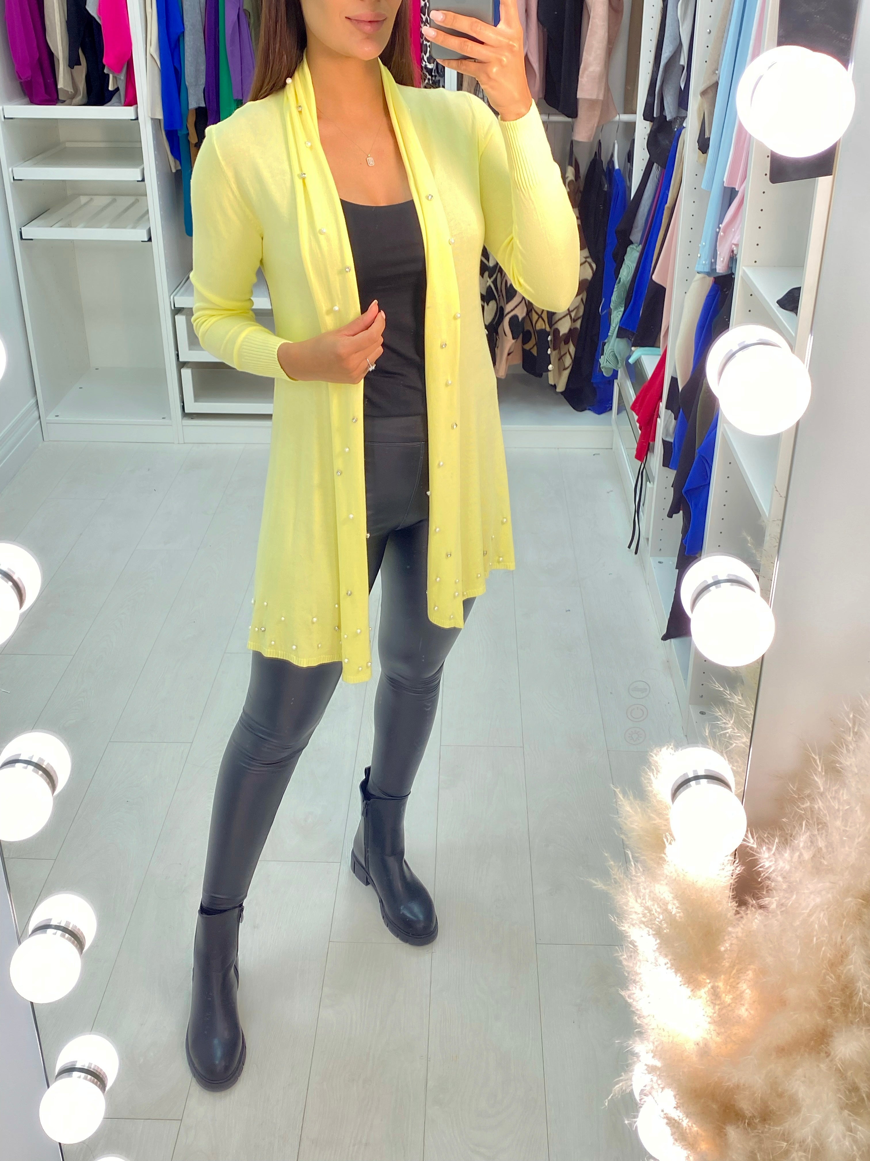 Marielle Pearl & Diamante Drape Front Cardigan