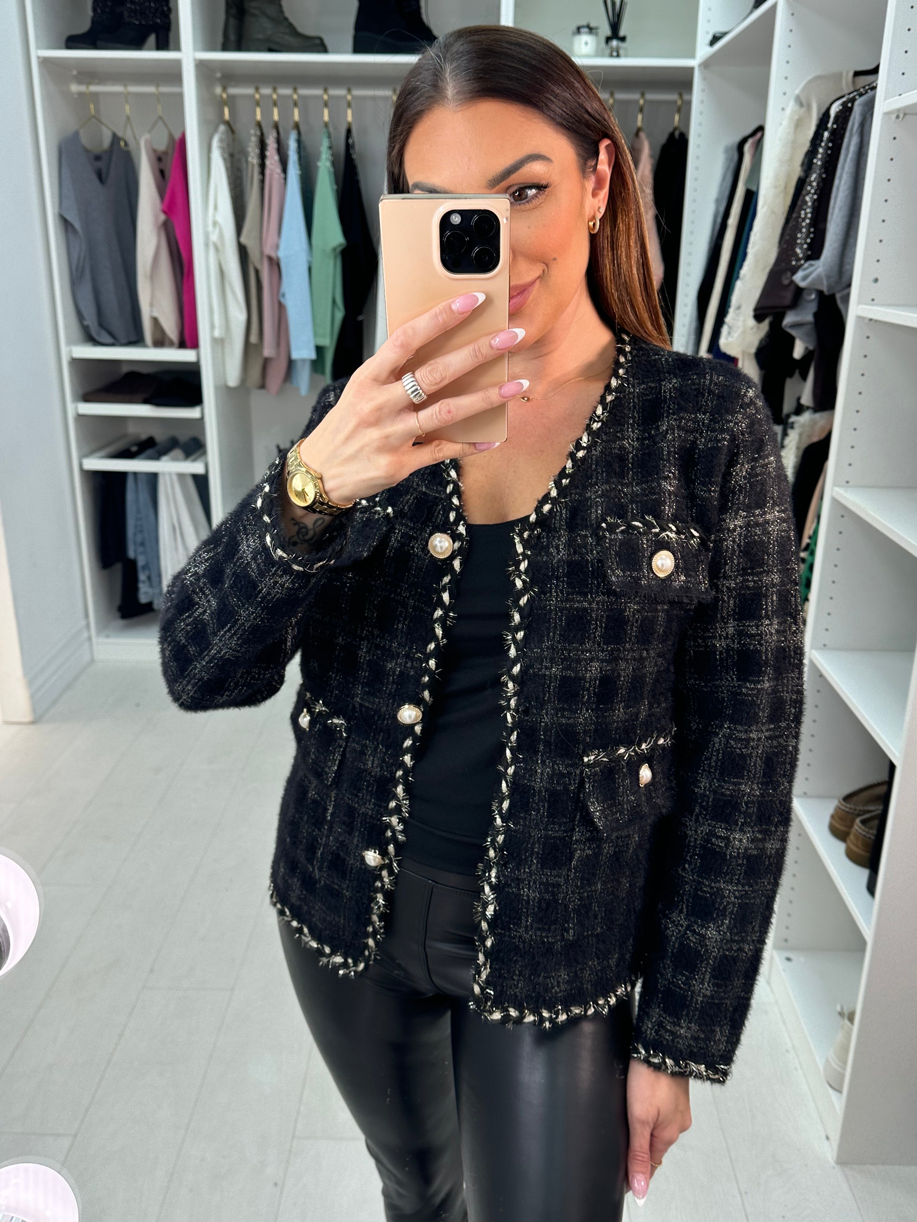 Dione Fluffy Checked Jacket