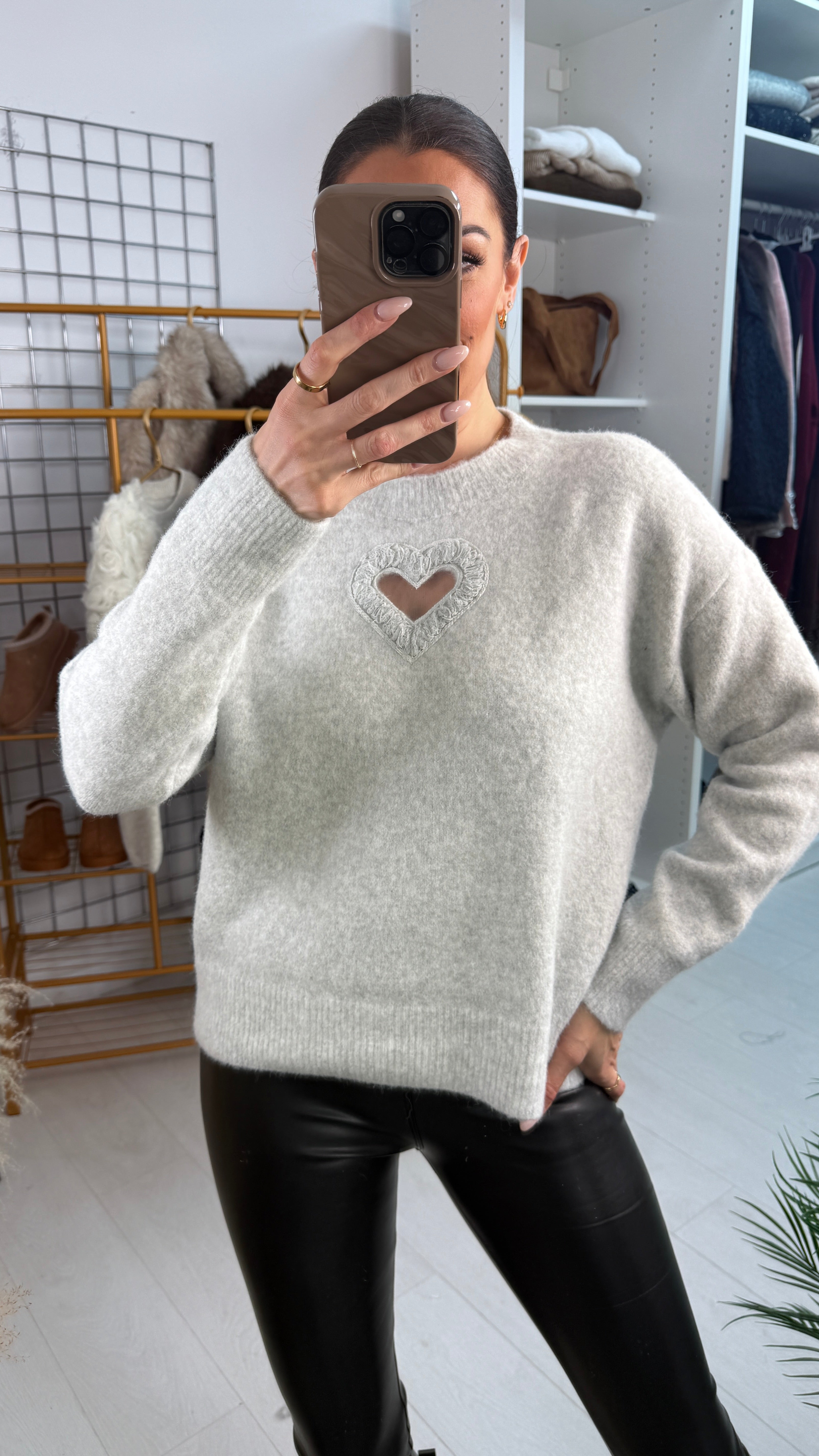 Marisole Plain Heart Detail Super Soft Jumper