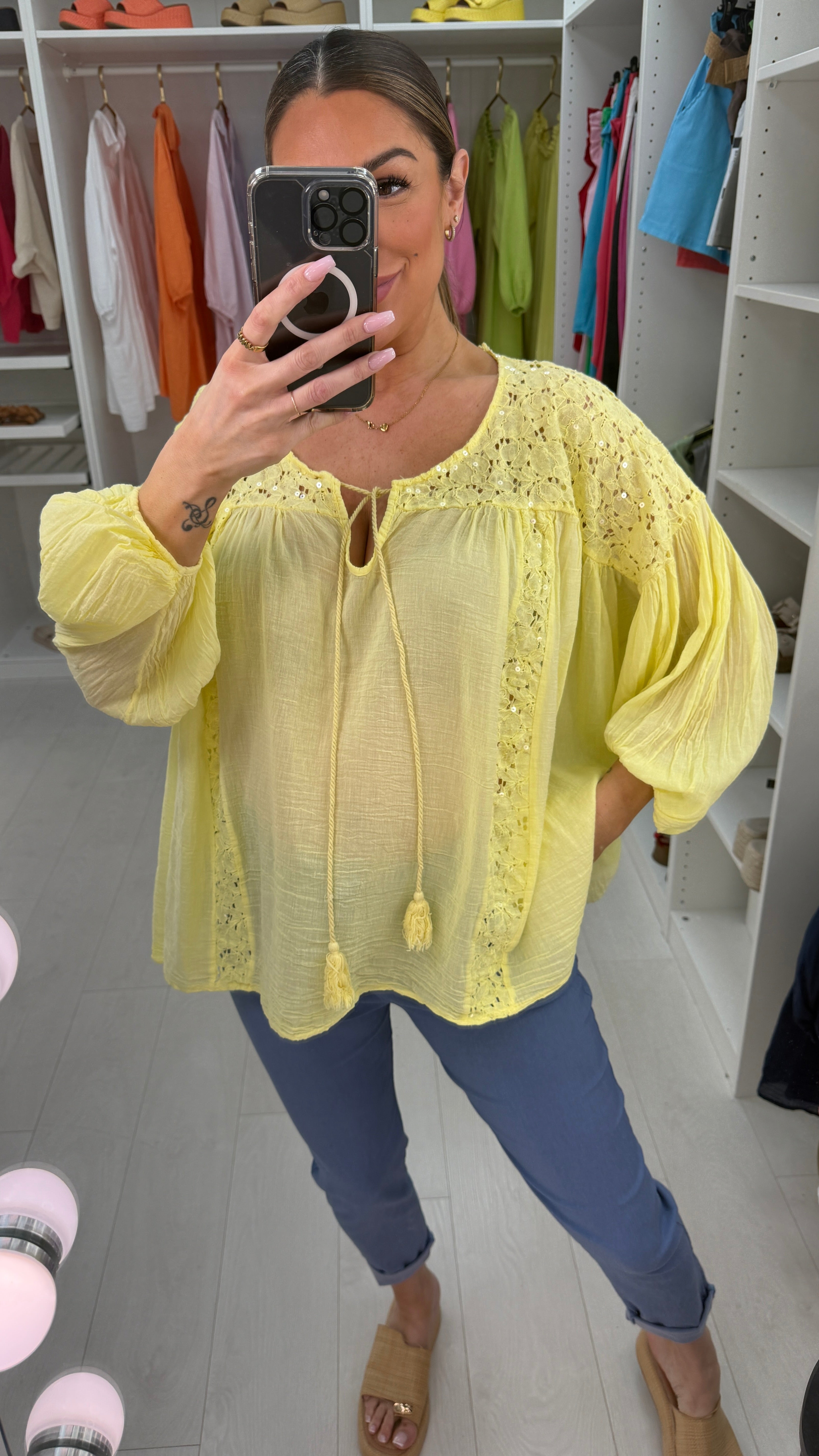 Noire Plain Embellished Loose Fit Top