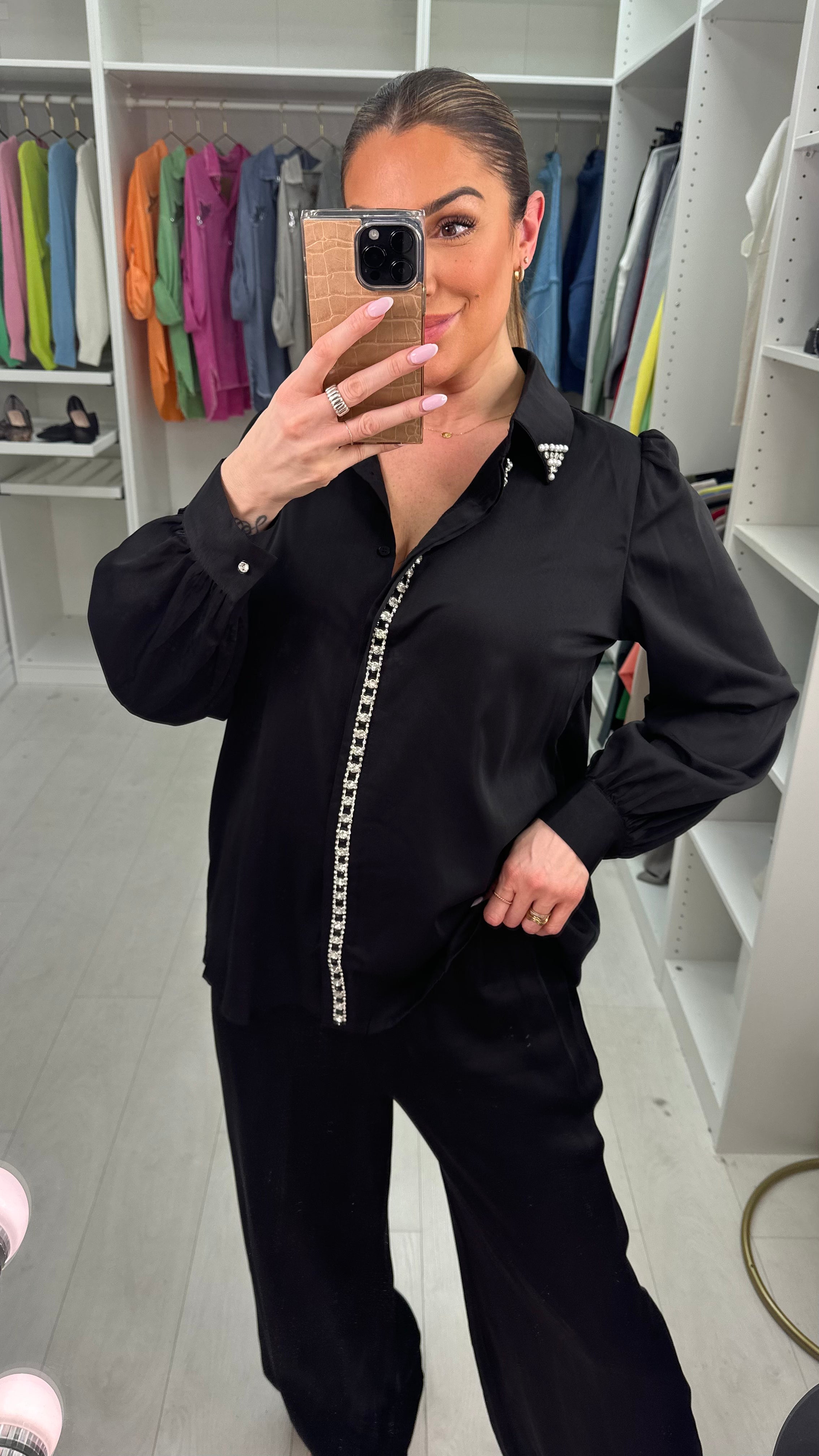 Sarah Embellished Silk Shirt