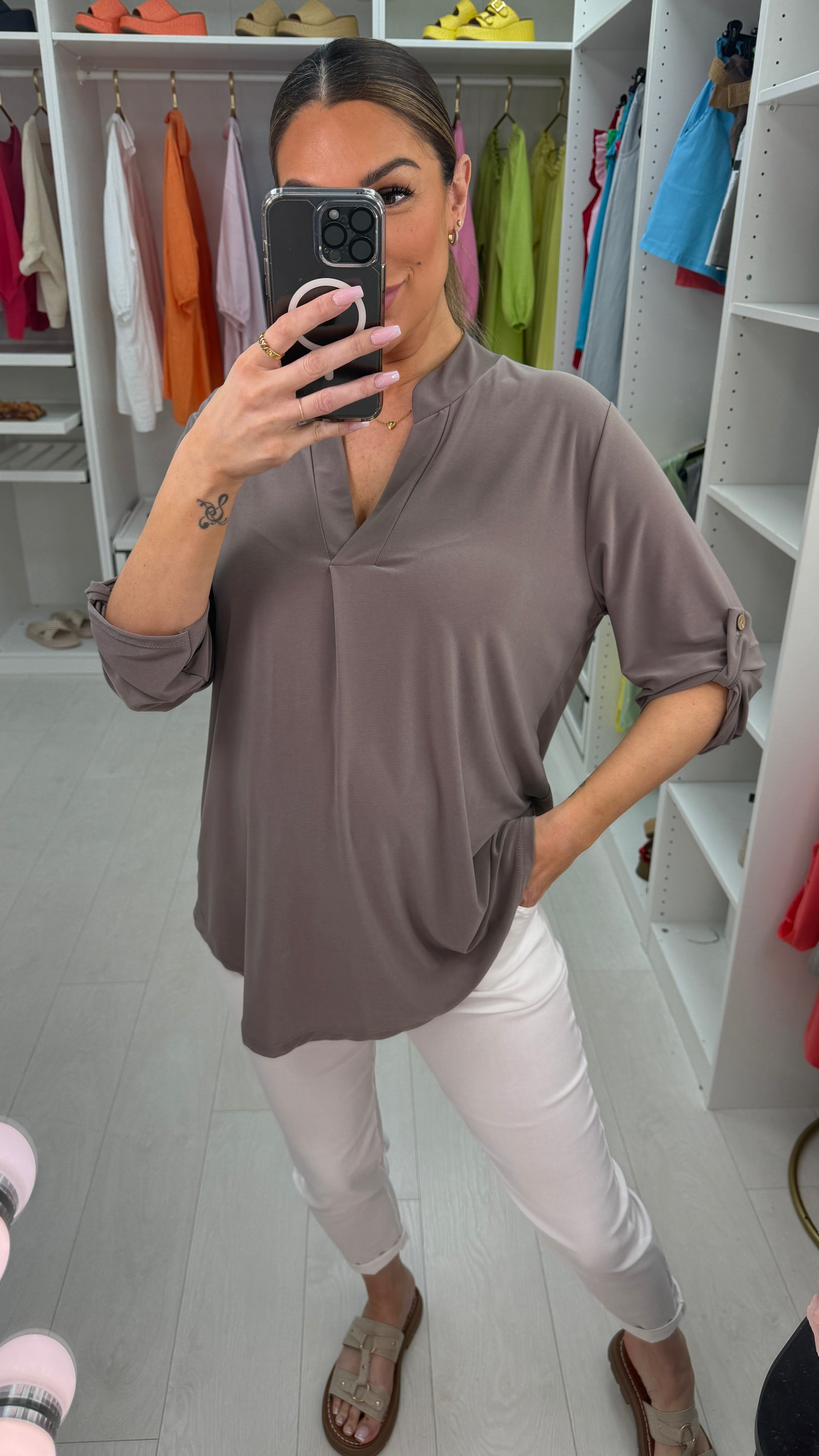 Romola Plain V-neck Top