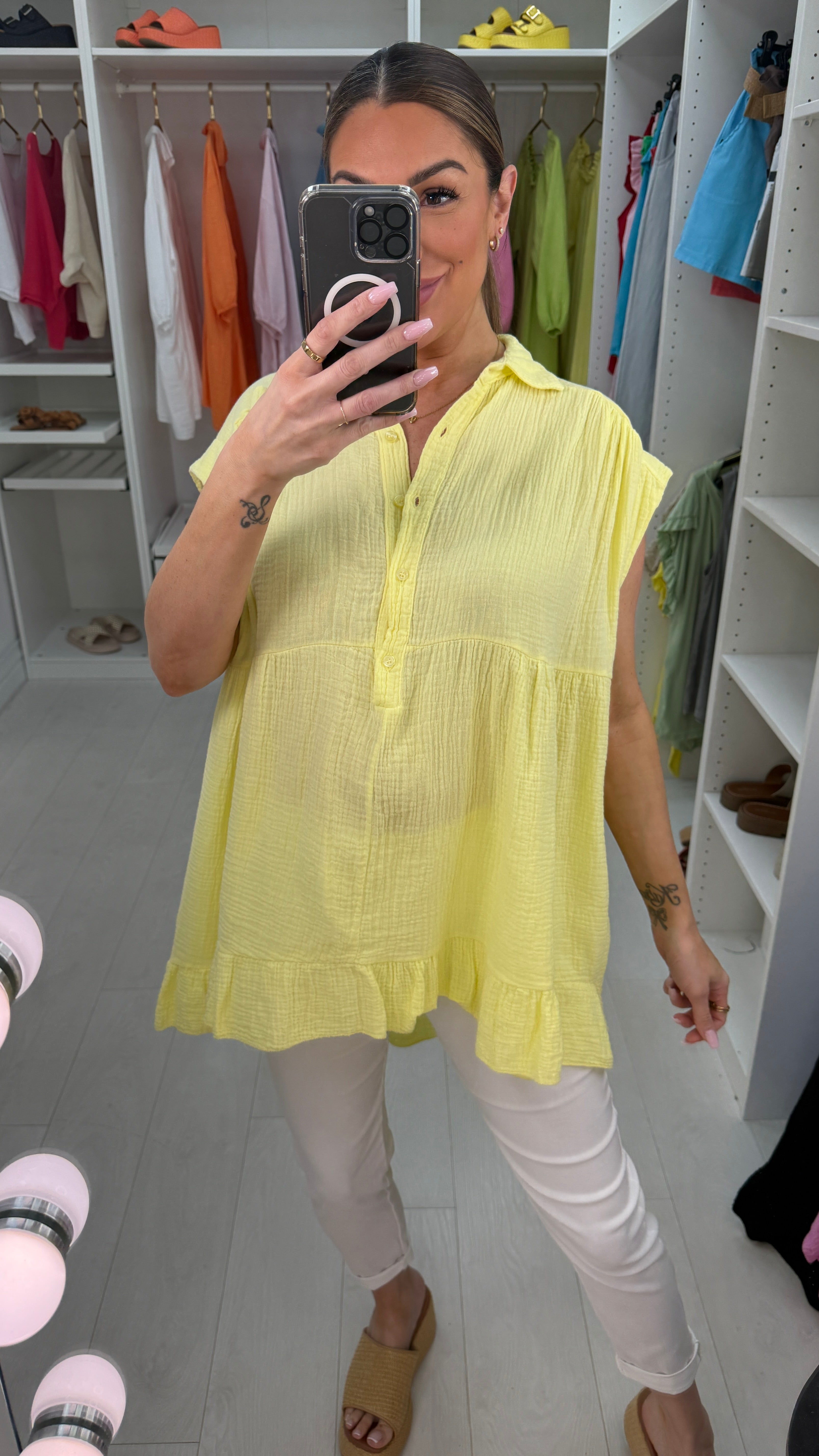 Rebella Plain Cheesecloth Dipped Hem Dress