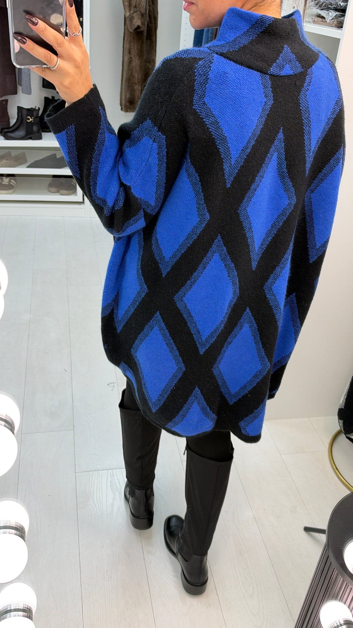 Naya Diamante Print High Neck Longline Jumper