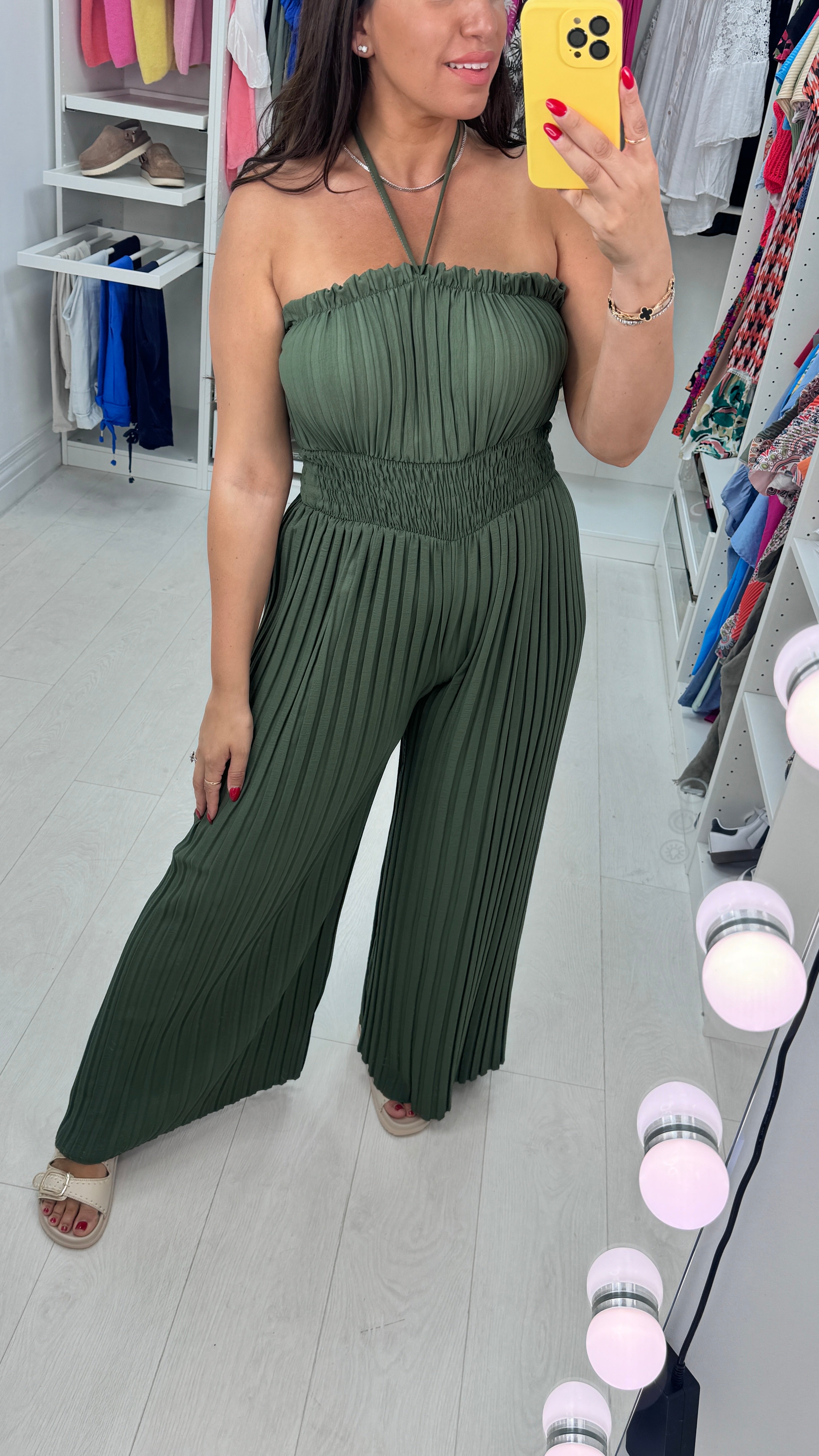 Cecily Elasticated Pleated Plain Jumpsuit