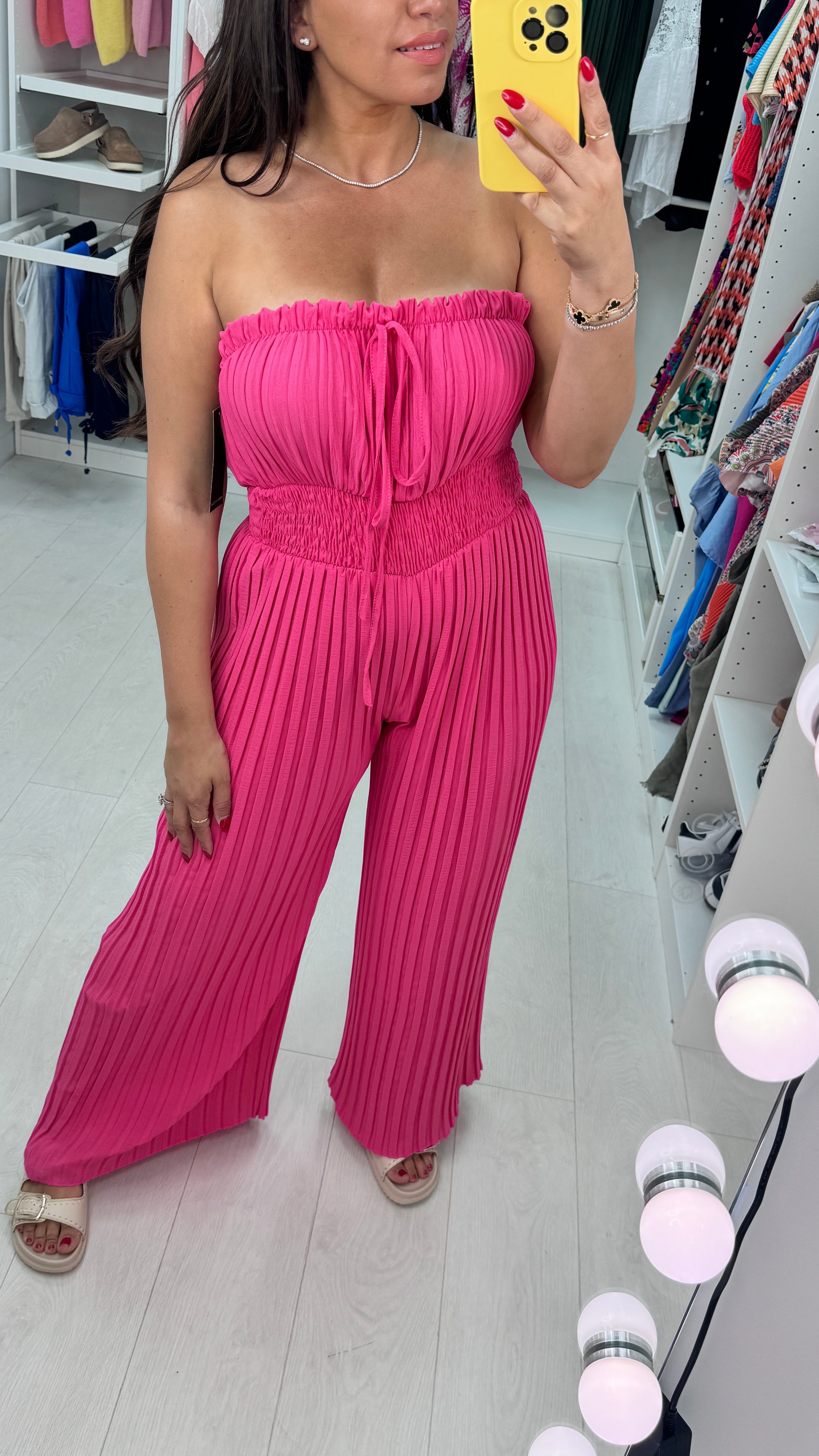 Cecily Elasticated Pleated Plain Jumpsuit