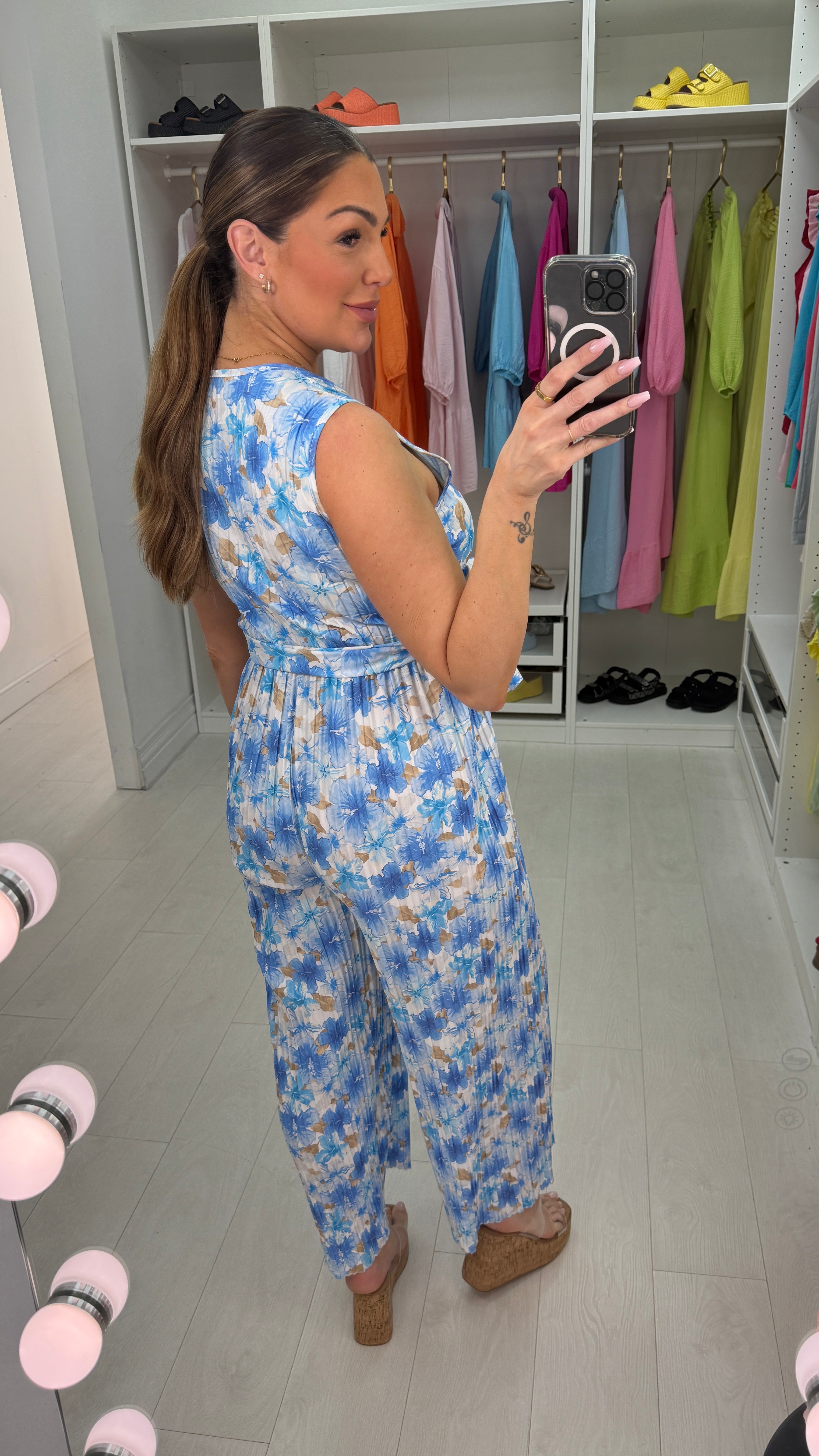 Ziggy Floral Print Pleated Wide Leg Jumpsuit