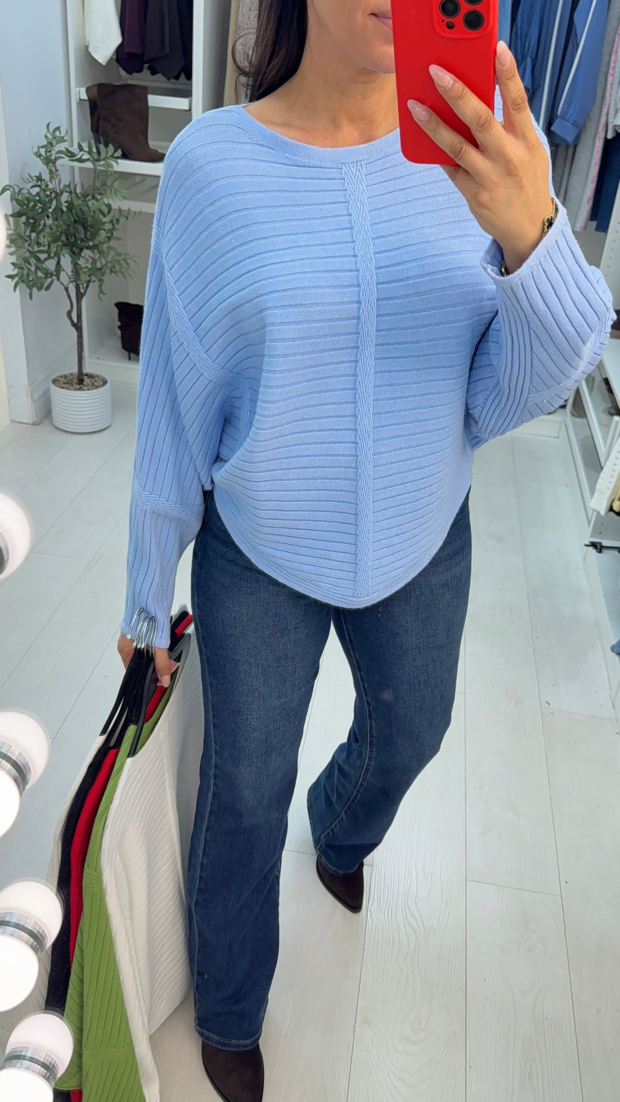 Kiki Plain Ribbed Batwing Jumper