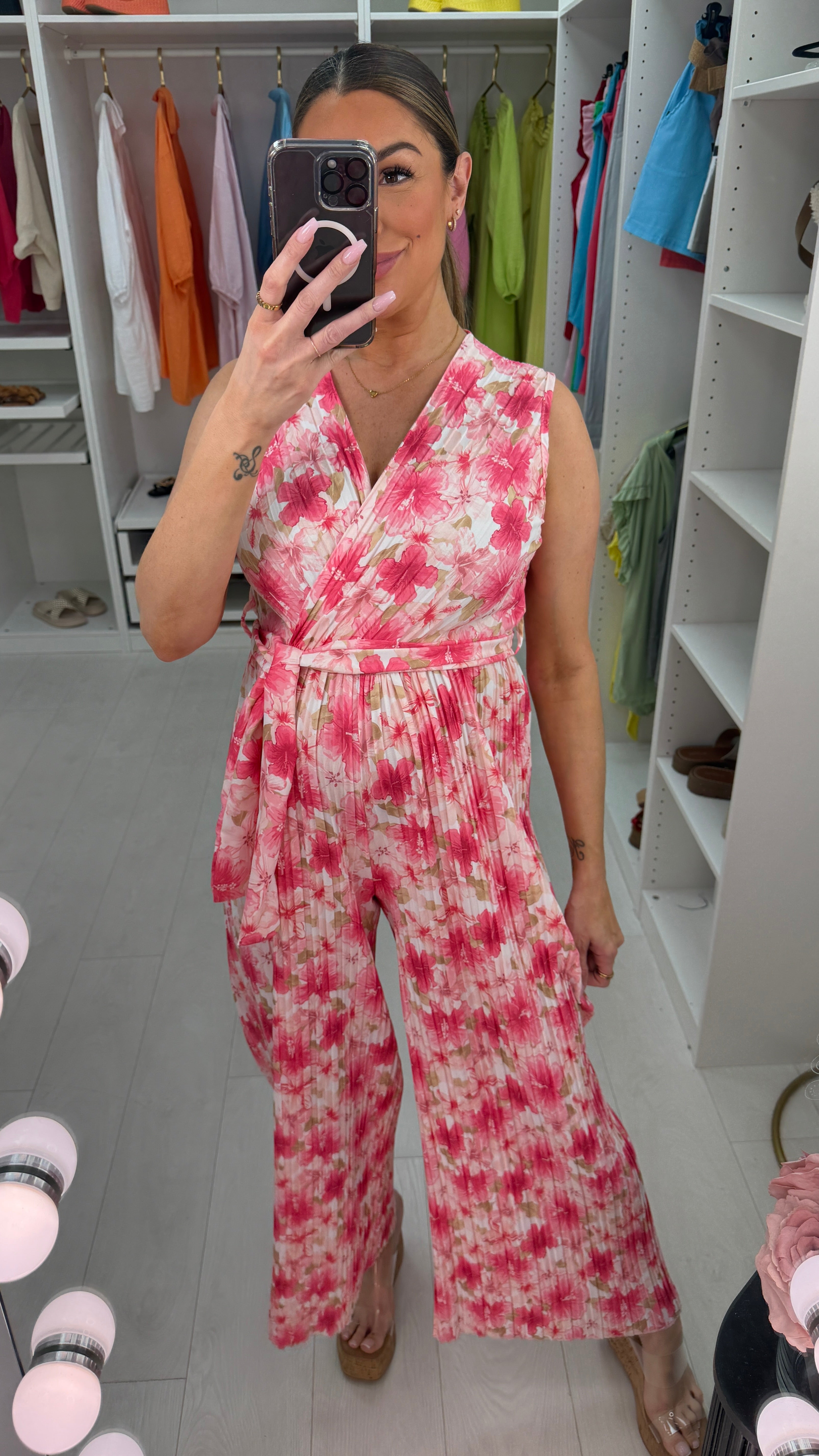 Ziggy Floral Print Pleated Wide Leg Jumpsuit