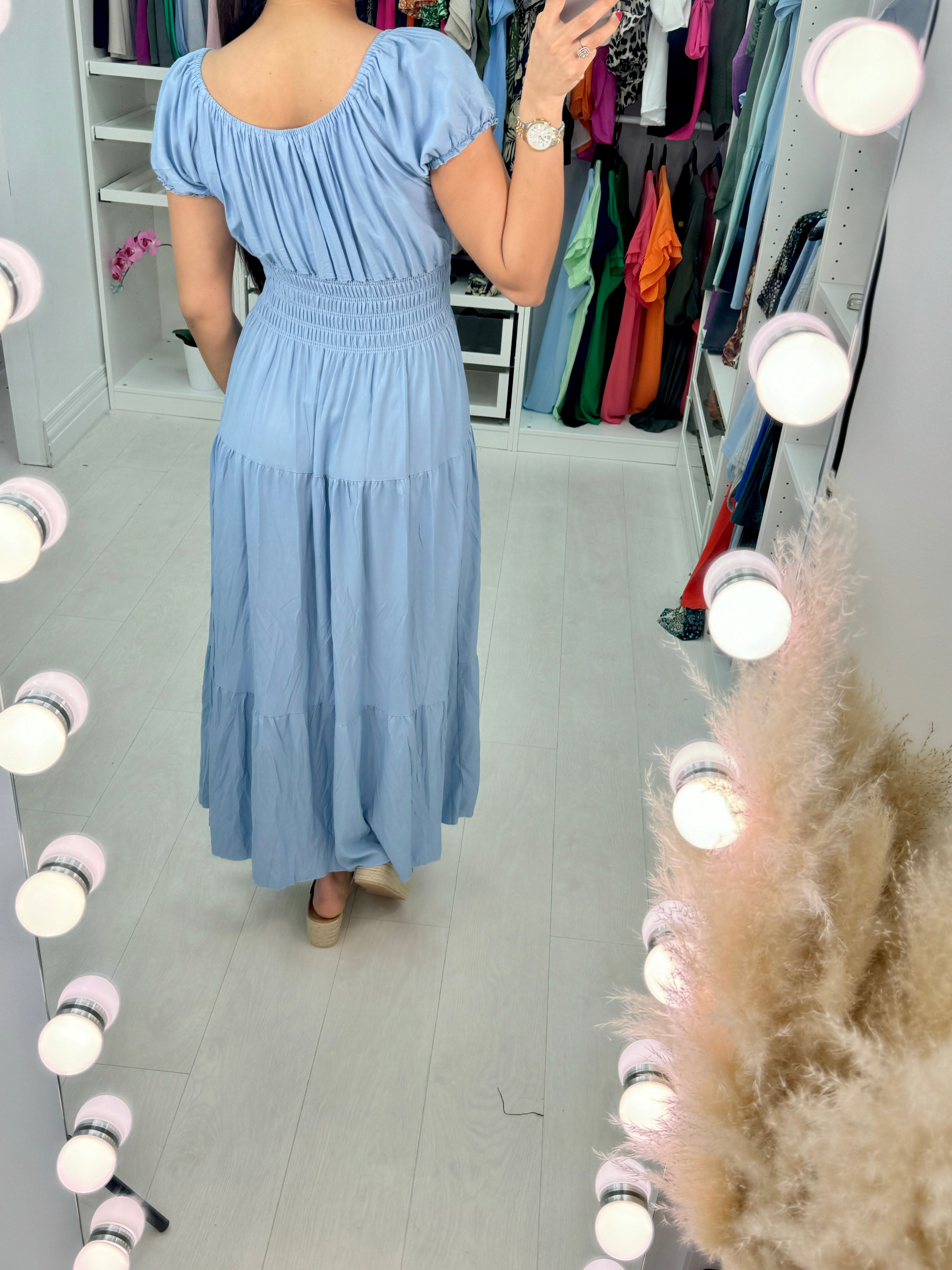 Iliana Plain Button Detail Maxi Dress