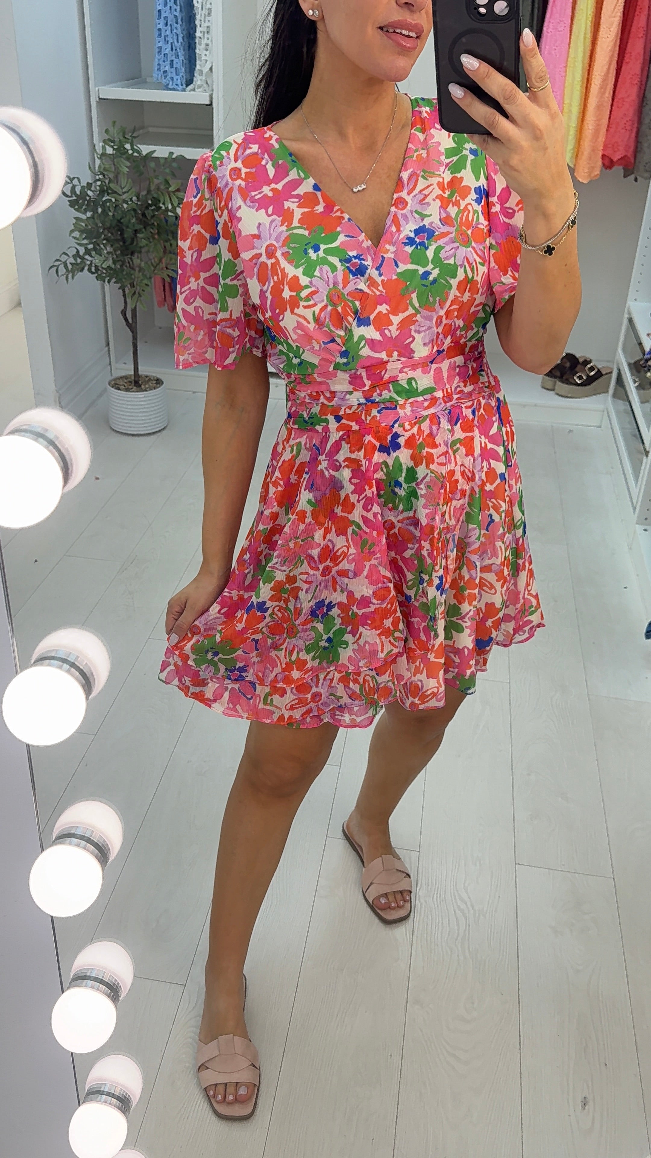 Valerie Floral Print V Neck Dress