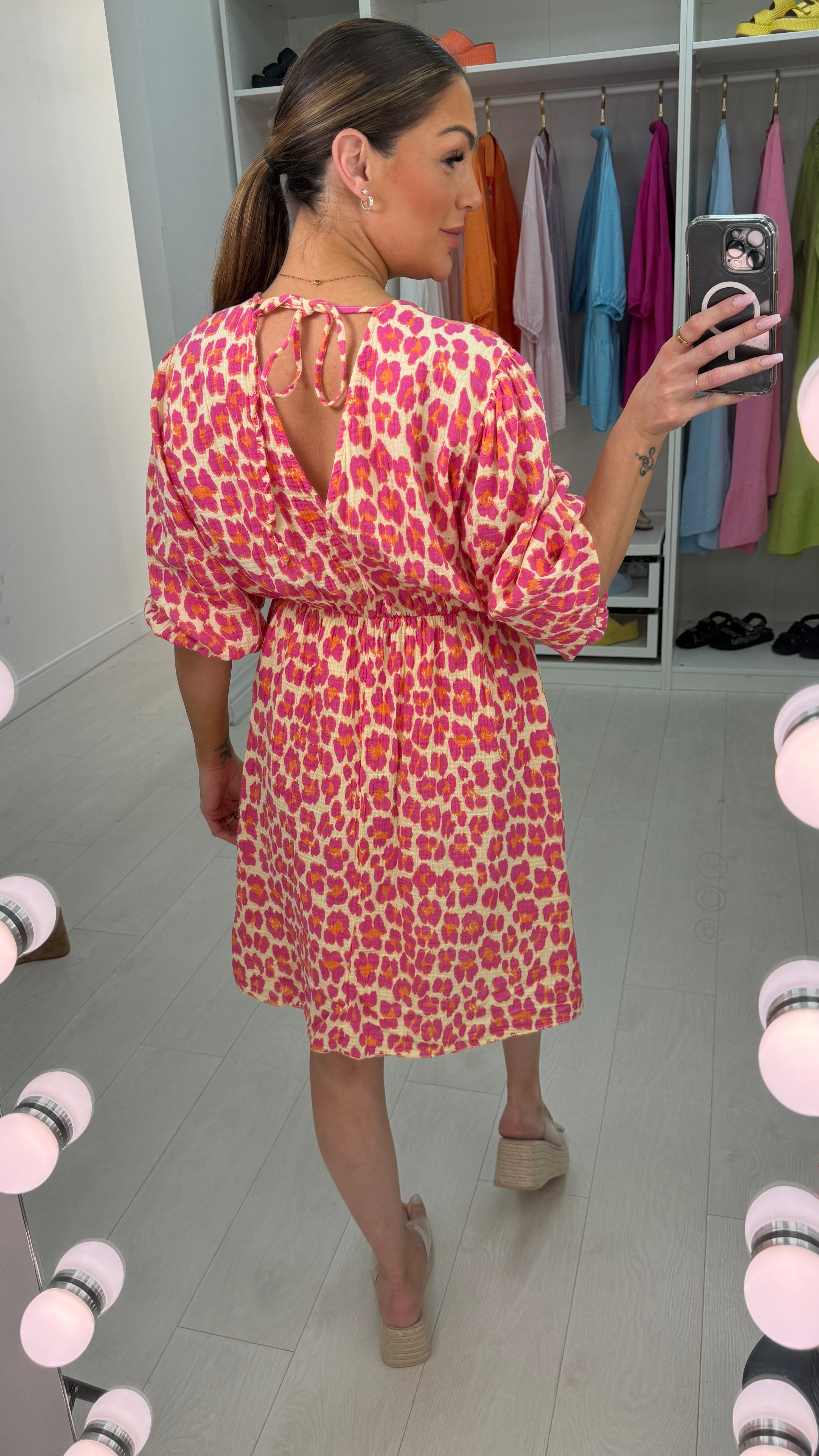 Tayla Leopard Print Cheesecloth Midi Dress