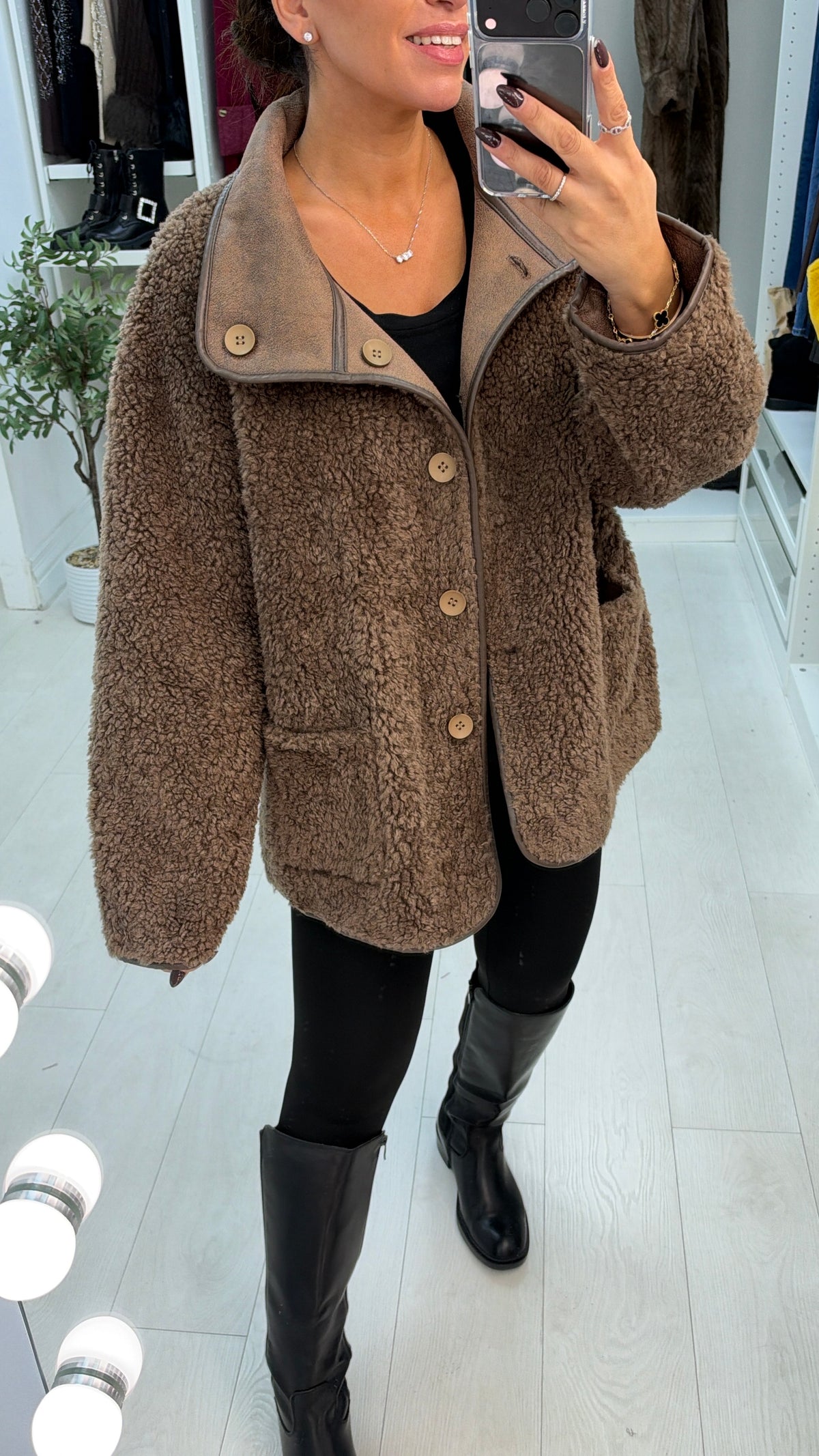 Macie Oversized Faux Shearling Reversible Coat