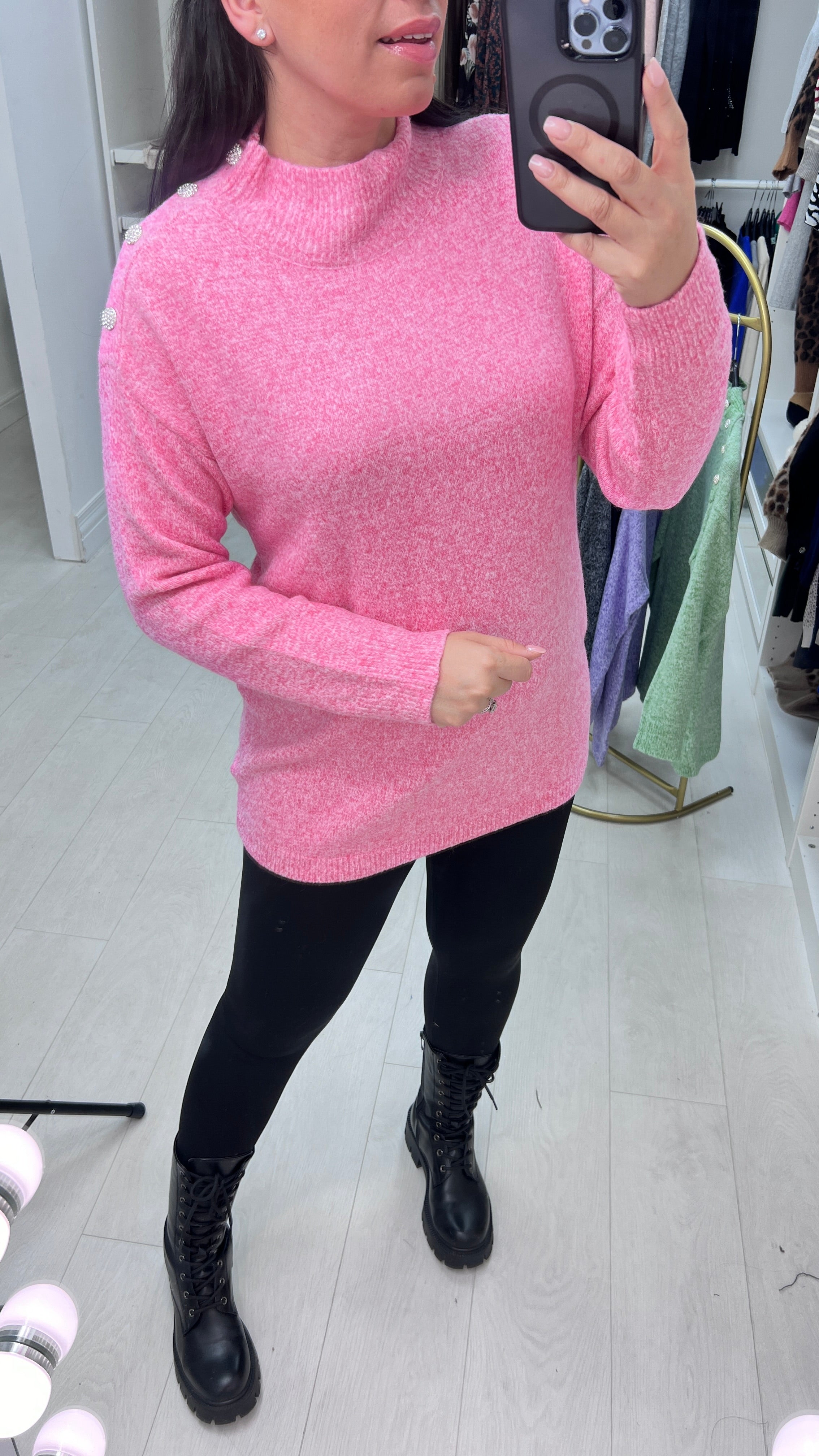 Ziya Diamante Button Detail Knit Jumper