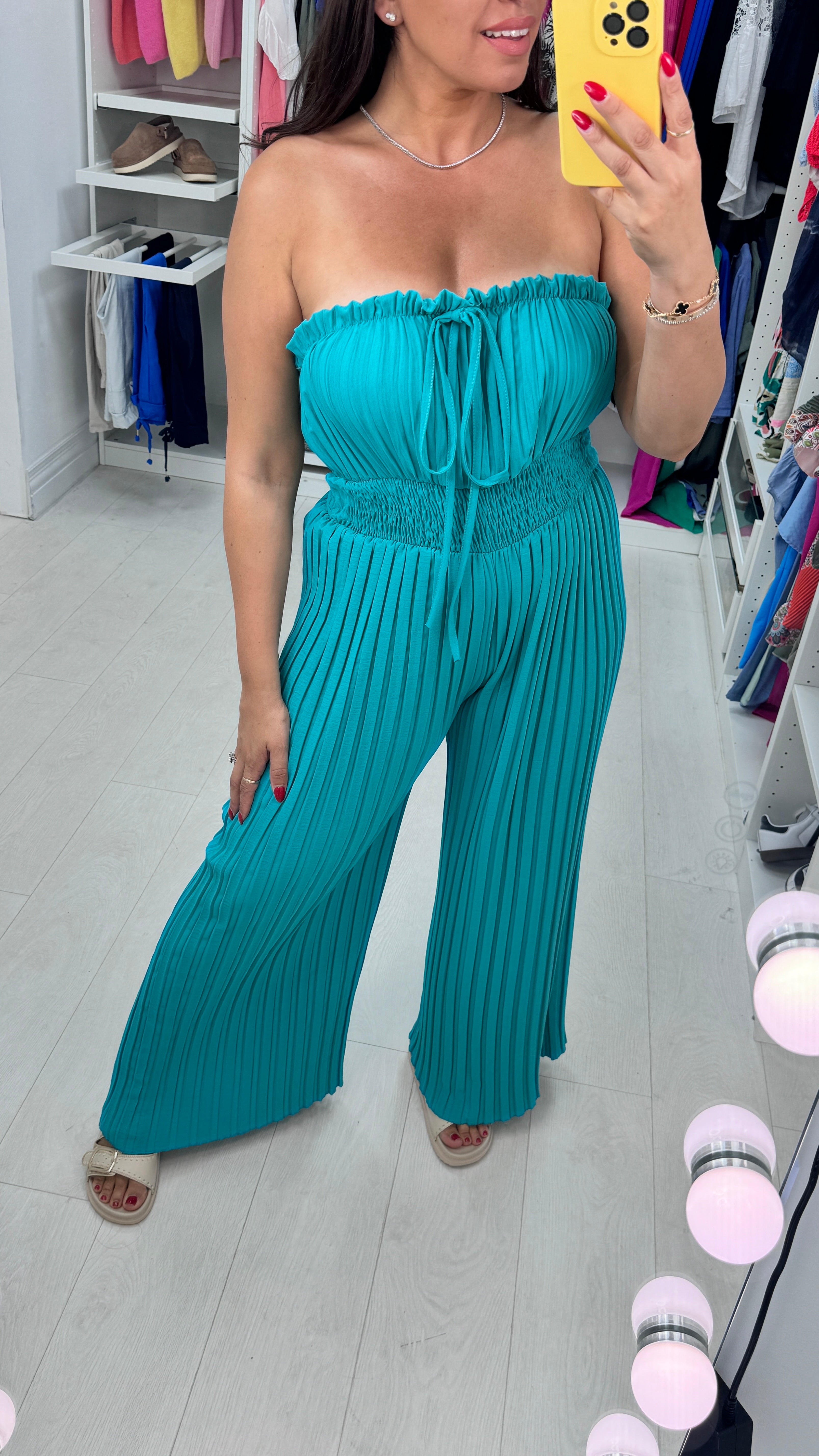 Cecily Elasticated Pleated Plain Jumpsuit