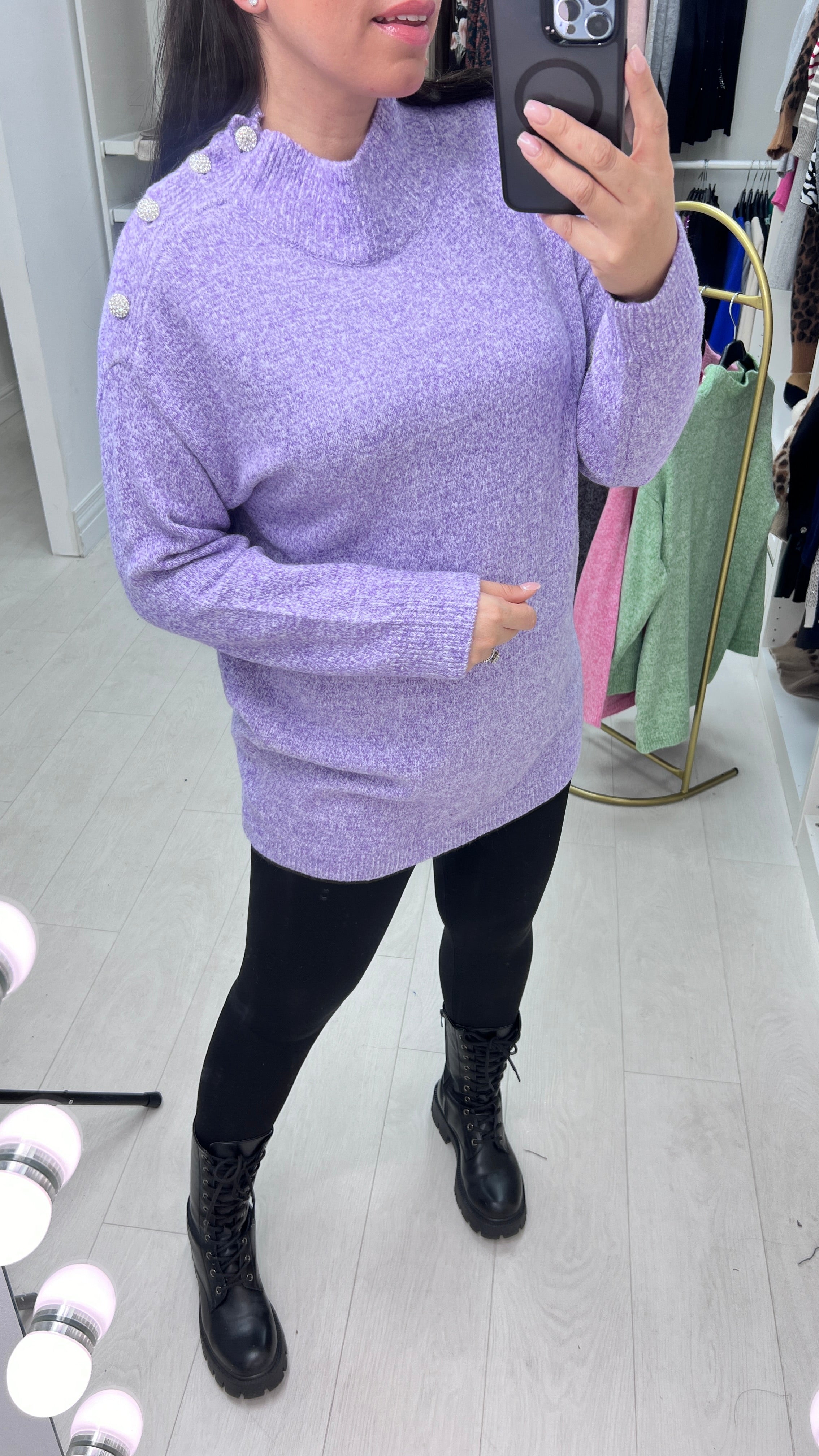 Ziya Diamante Button Detail Knit Jumper