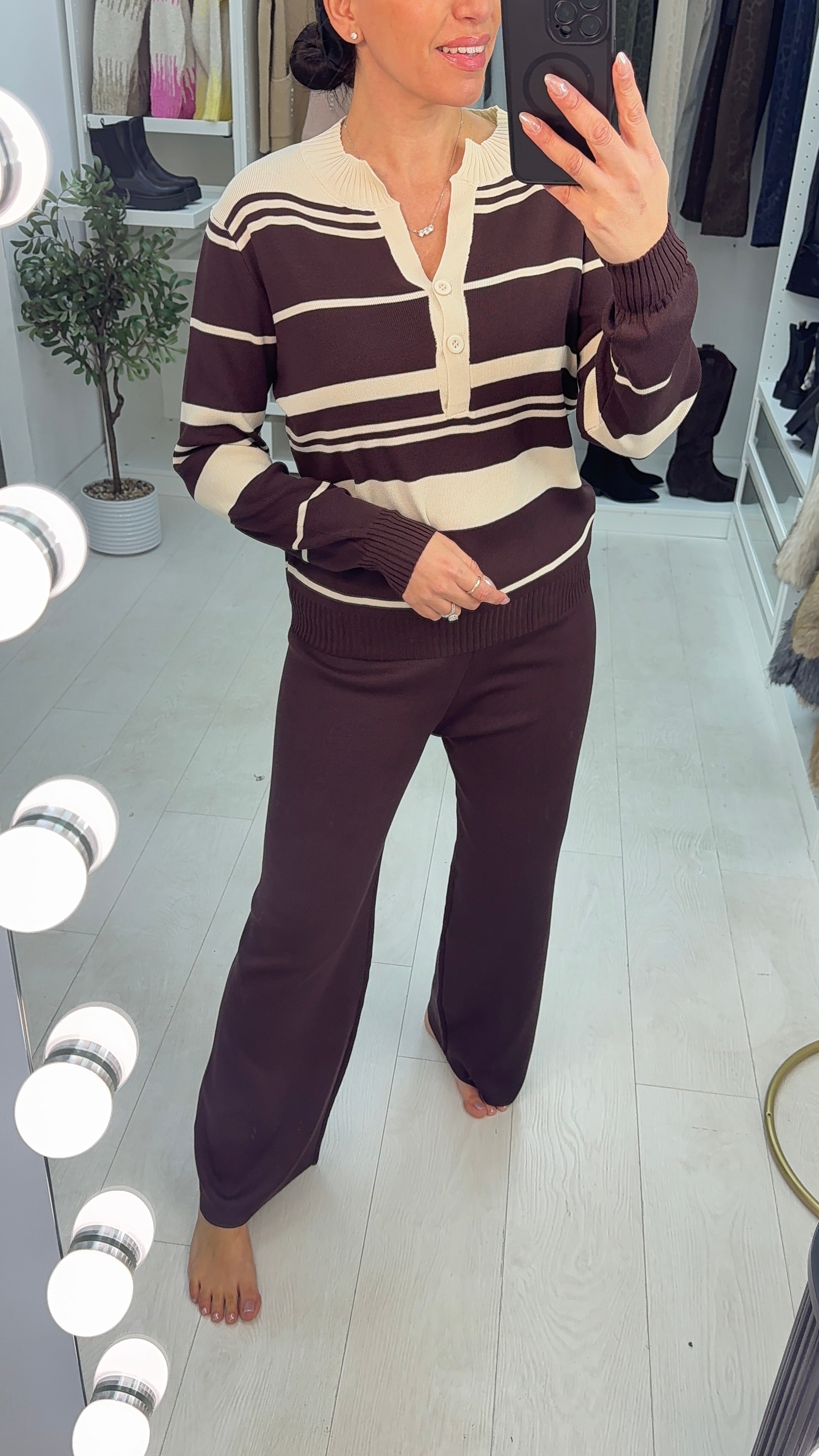 Karis Colour Block V Neck Loungewear Set