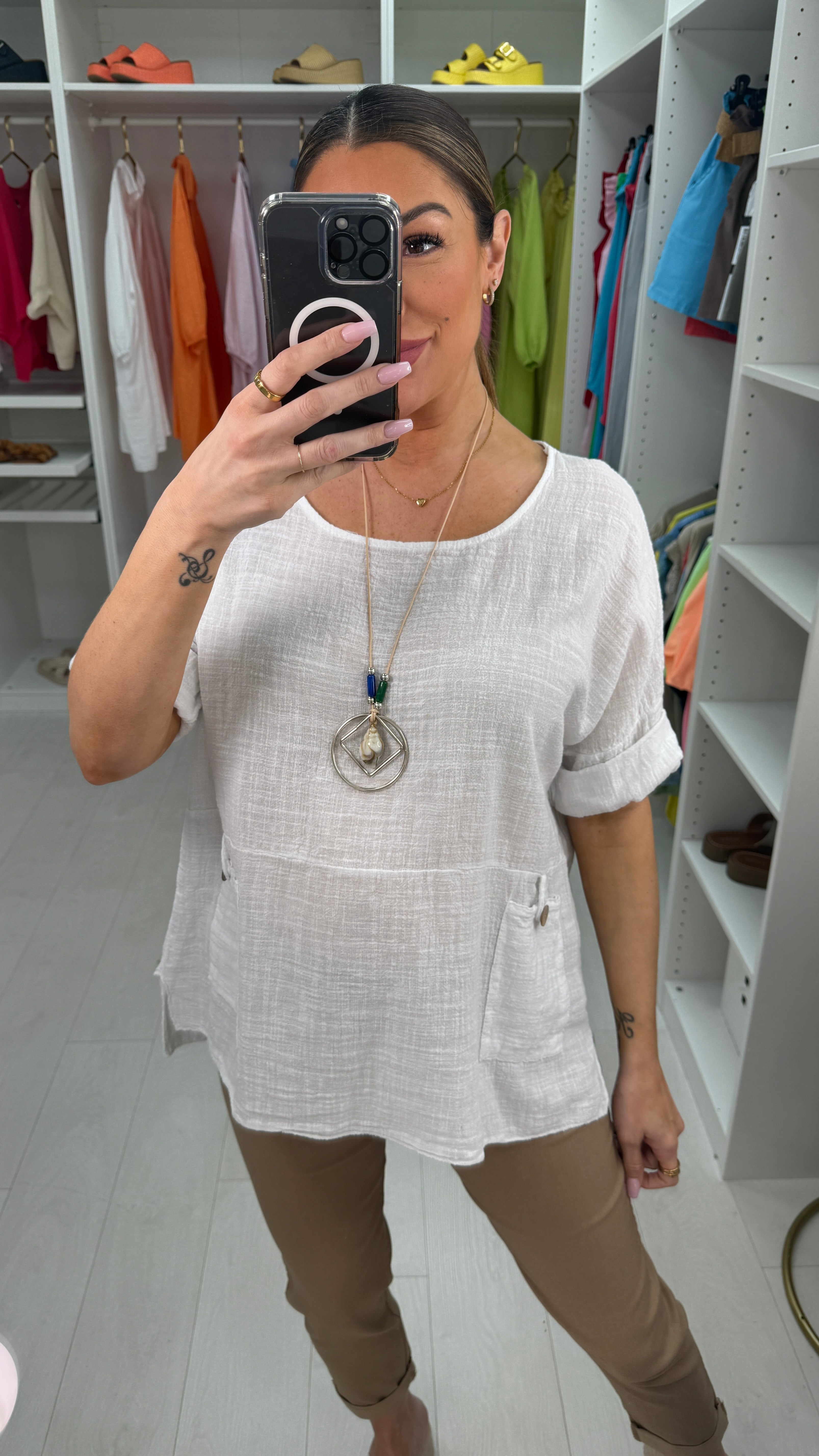 Sloane Plain Loose Fit Pocket Top